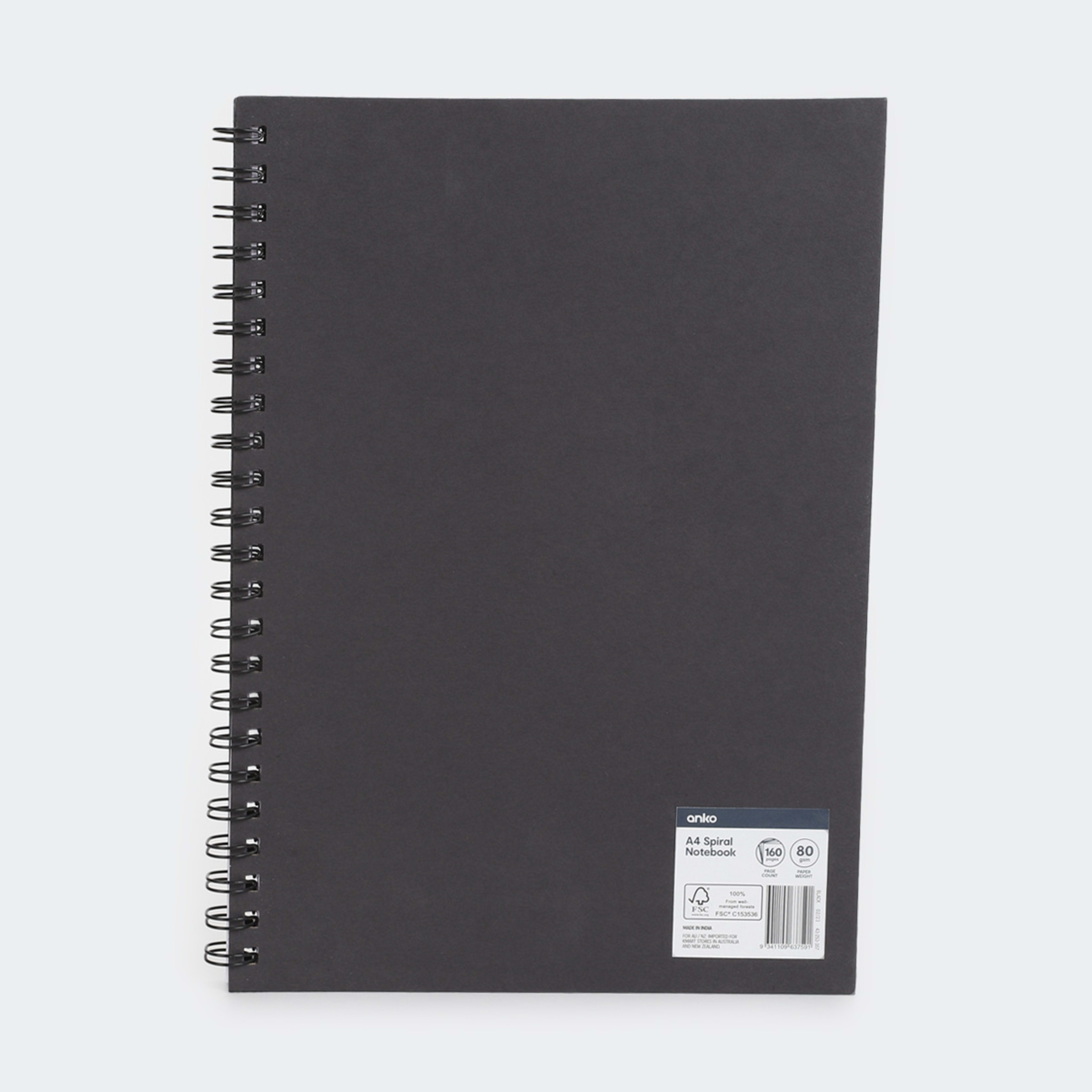A4 Spiral Notebook Black Kmart