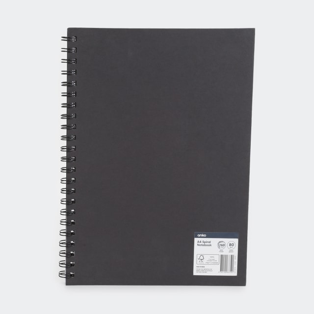 A4 Spiral Notebook Black Kmart