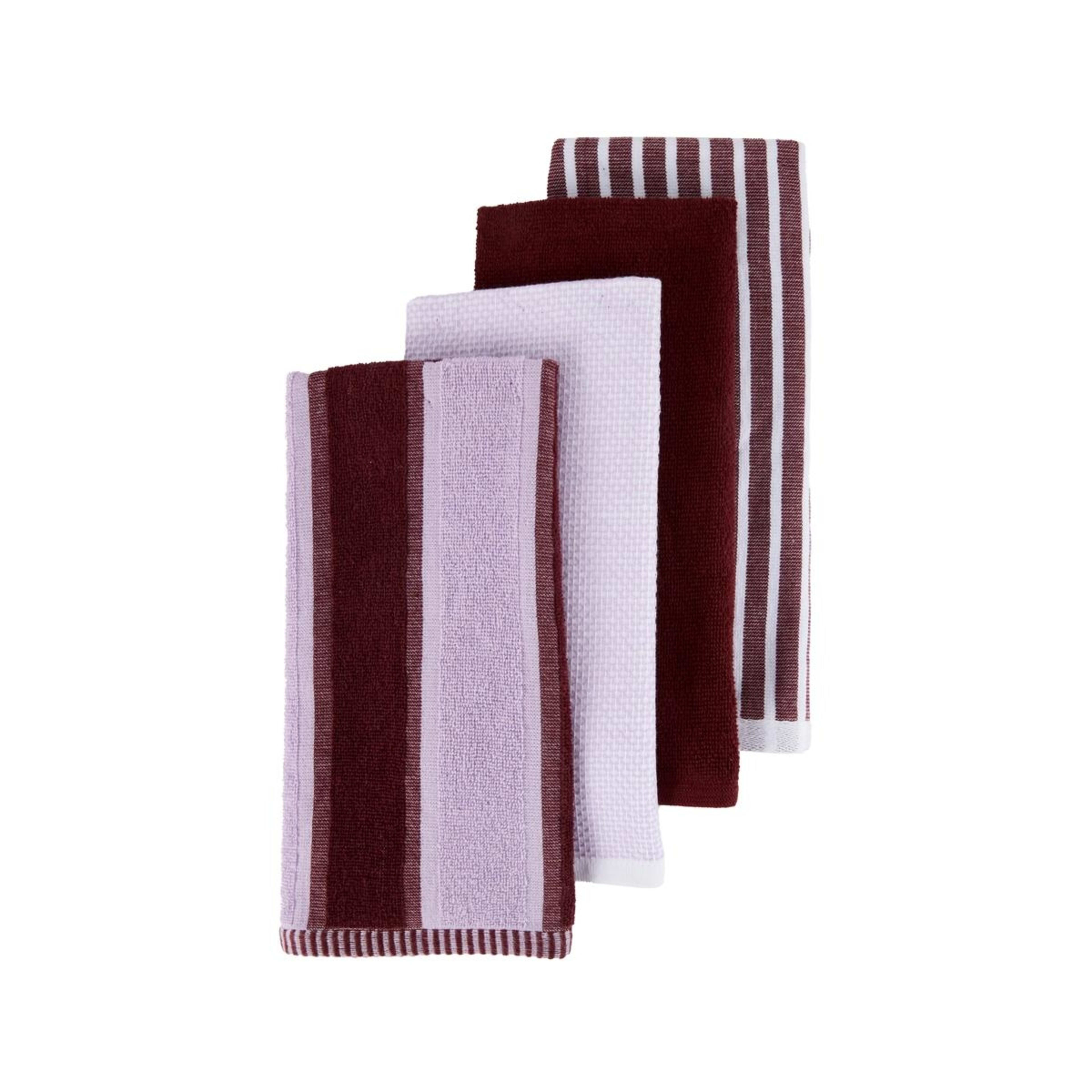 1 4 Pack Lilac Stripe Terry Tea Towels, 1 of 7