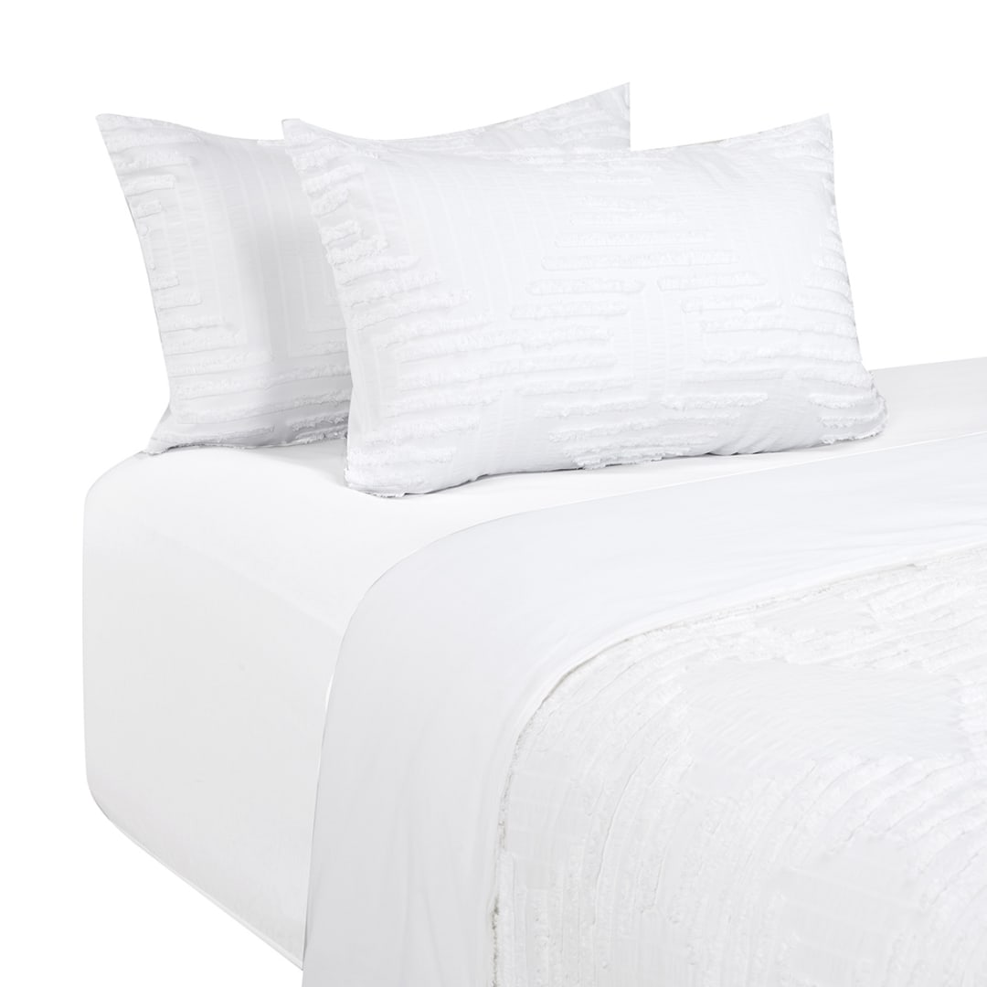 Charlotte Cotton Quilt Cover Set Queen Bed, White Kmart