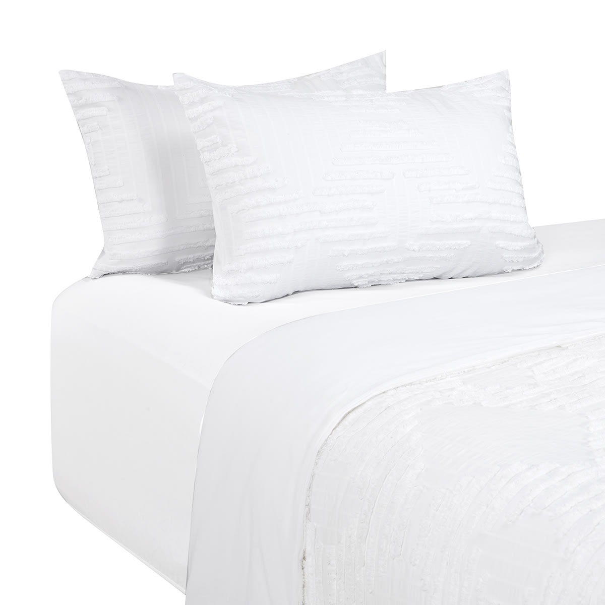 Charlotte Cotton Quilt Cover Set Queen Bed, White Kmart