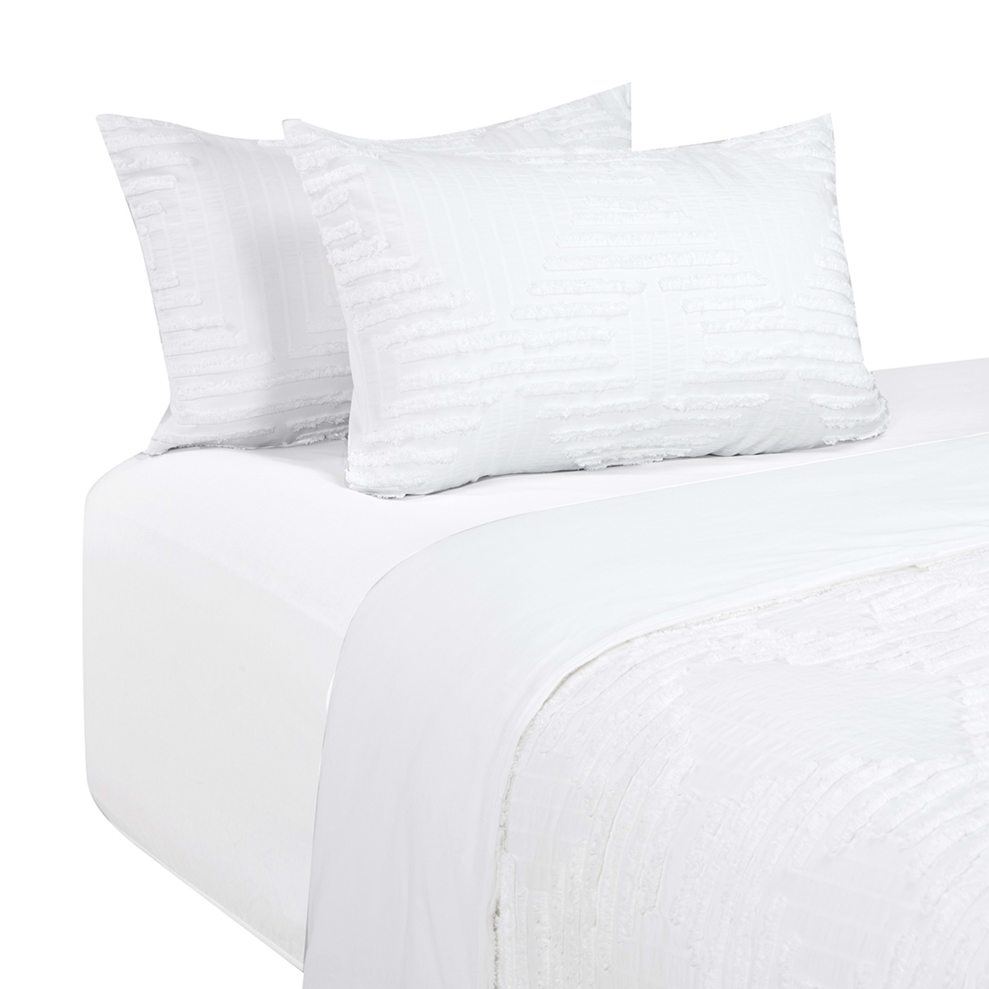Charlotte Cotton Quilt Cover Set Queen Bed, White Kmart