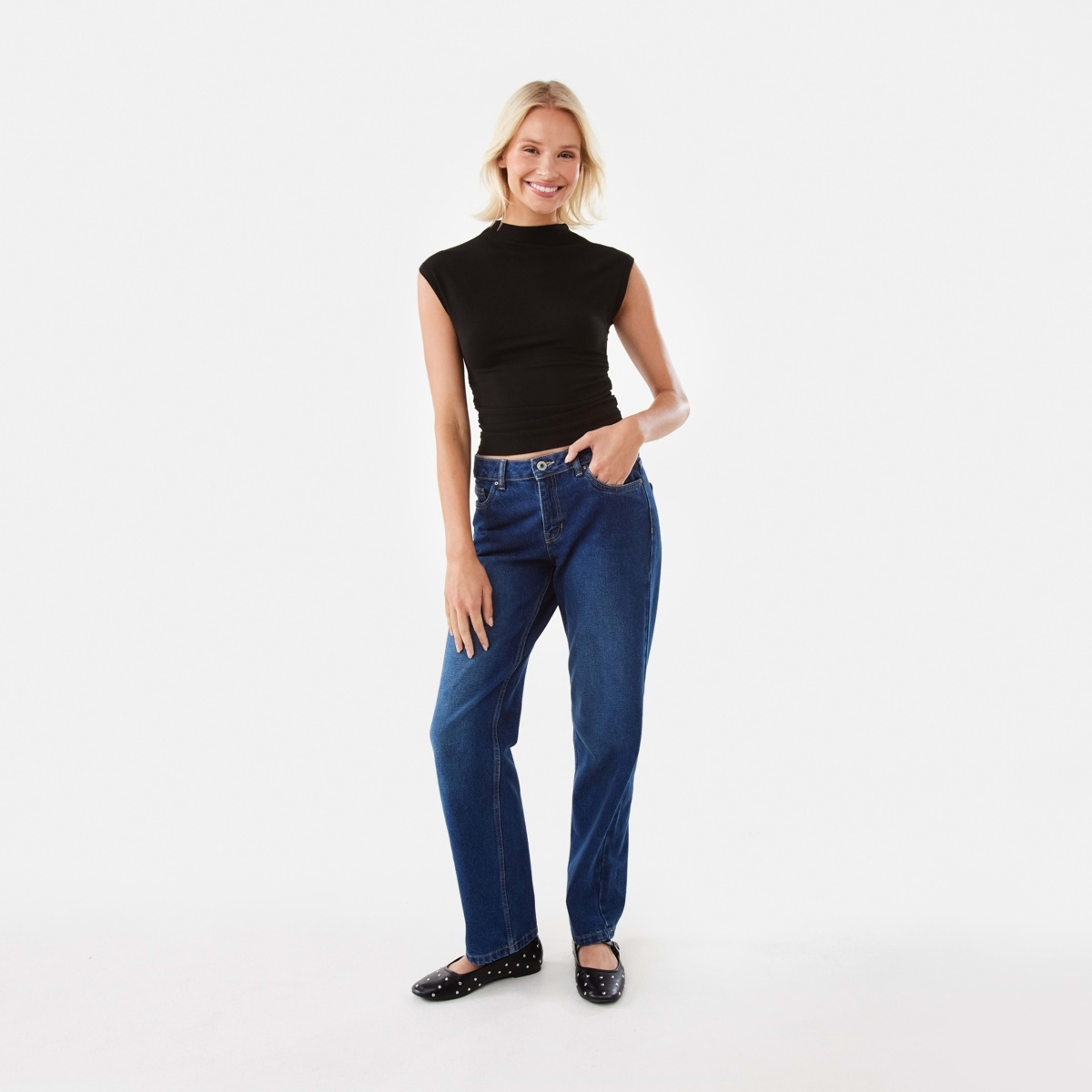 2 Sleeveless Mock Neck Ruched Top Black, 2 of 10