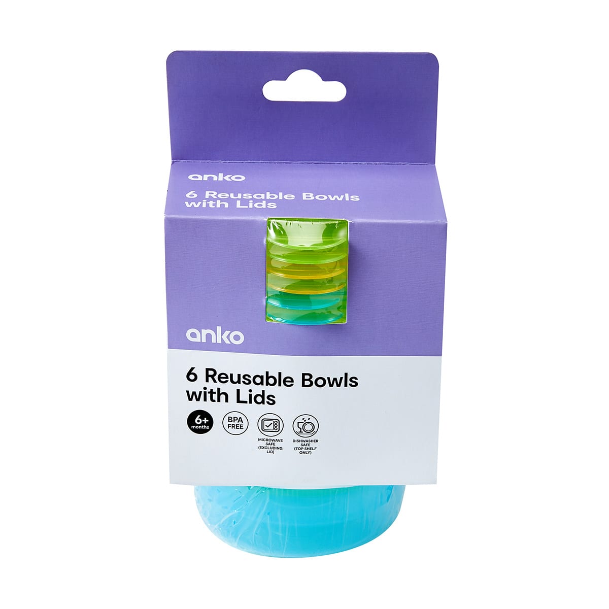 6 Pack Reusable Bowls with Lids Kmart