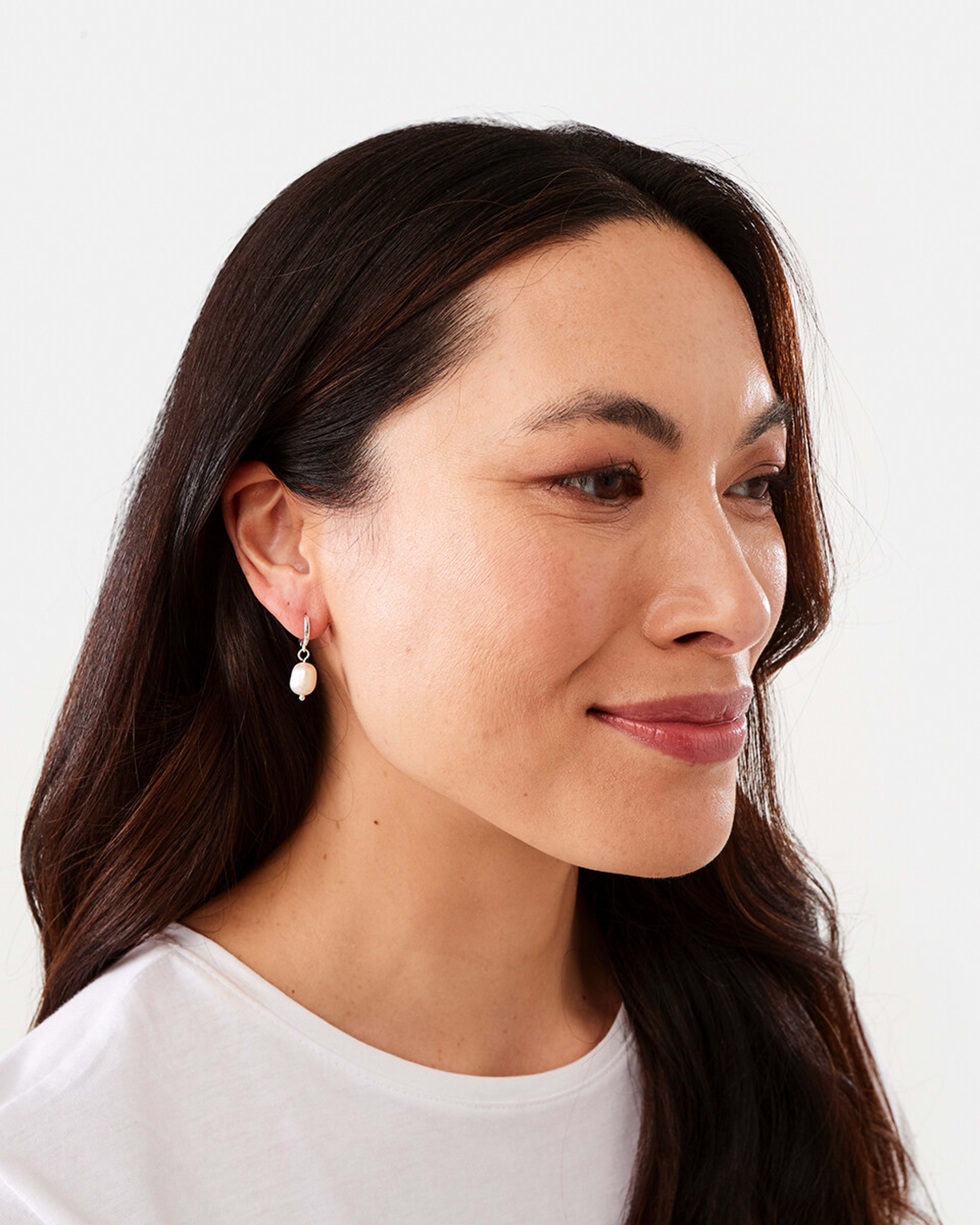 3 Sterling Silver Pearl Drop Earrings Silver, 3 of 5