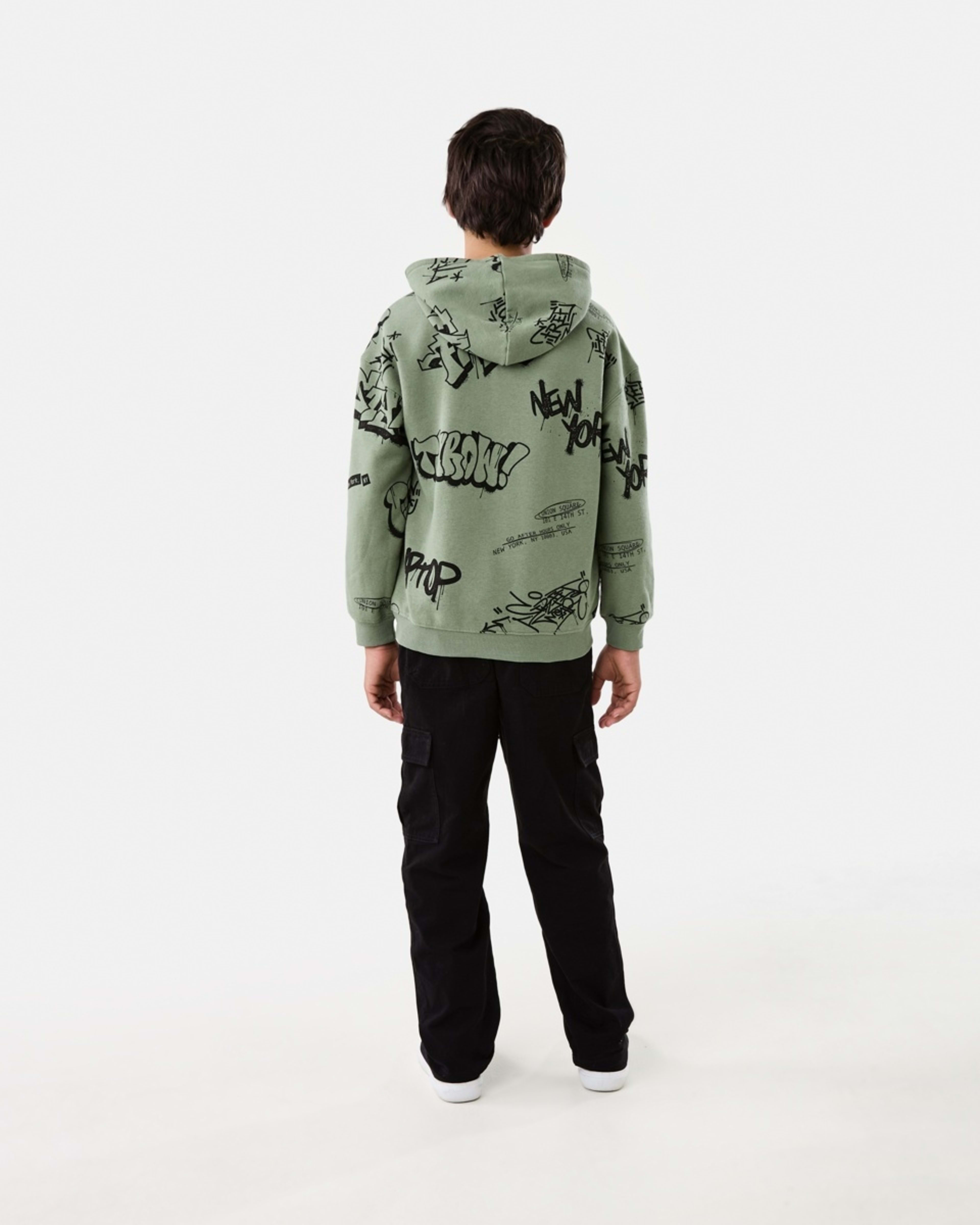 7 Print Pullover Hoodie With Pocket Grn Grfiti, 7 of 9