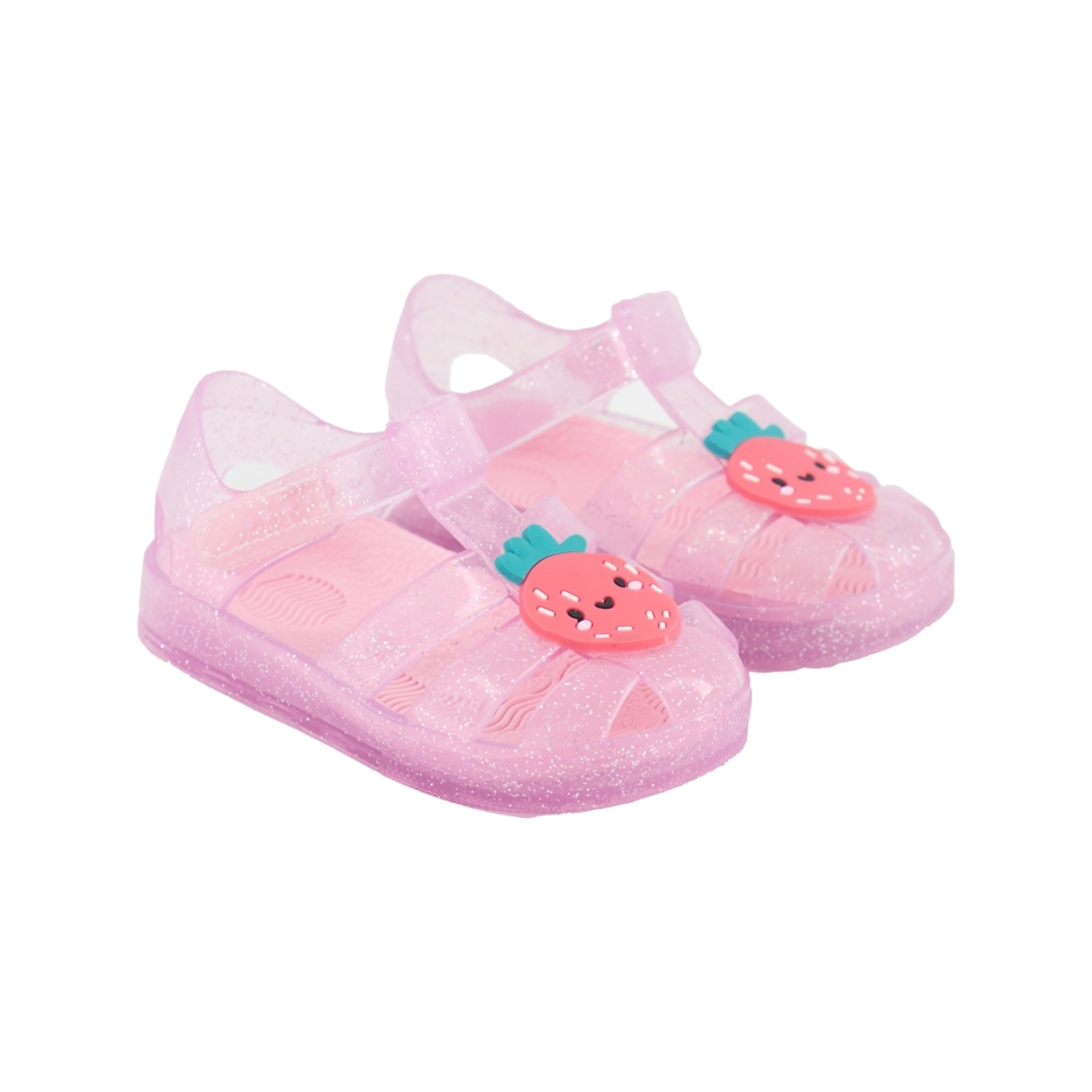 2 Baby Novelty Sandals Smiling Strawberry Dessert Pink, 2 of 4