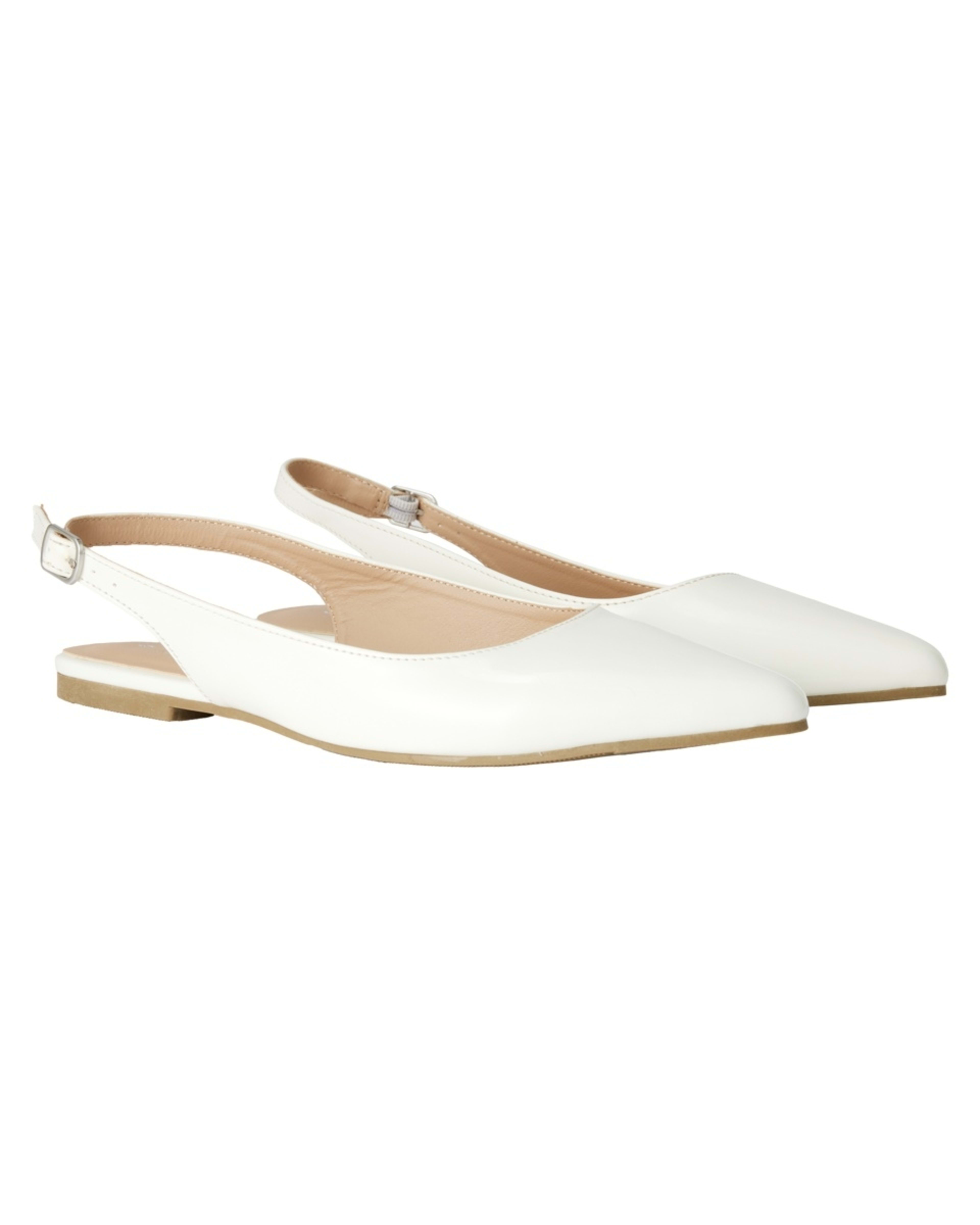 3 Point Toe Ballet Slingback Flats Wht Patent, 3 of 3
