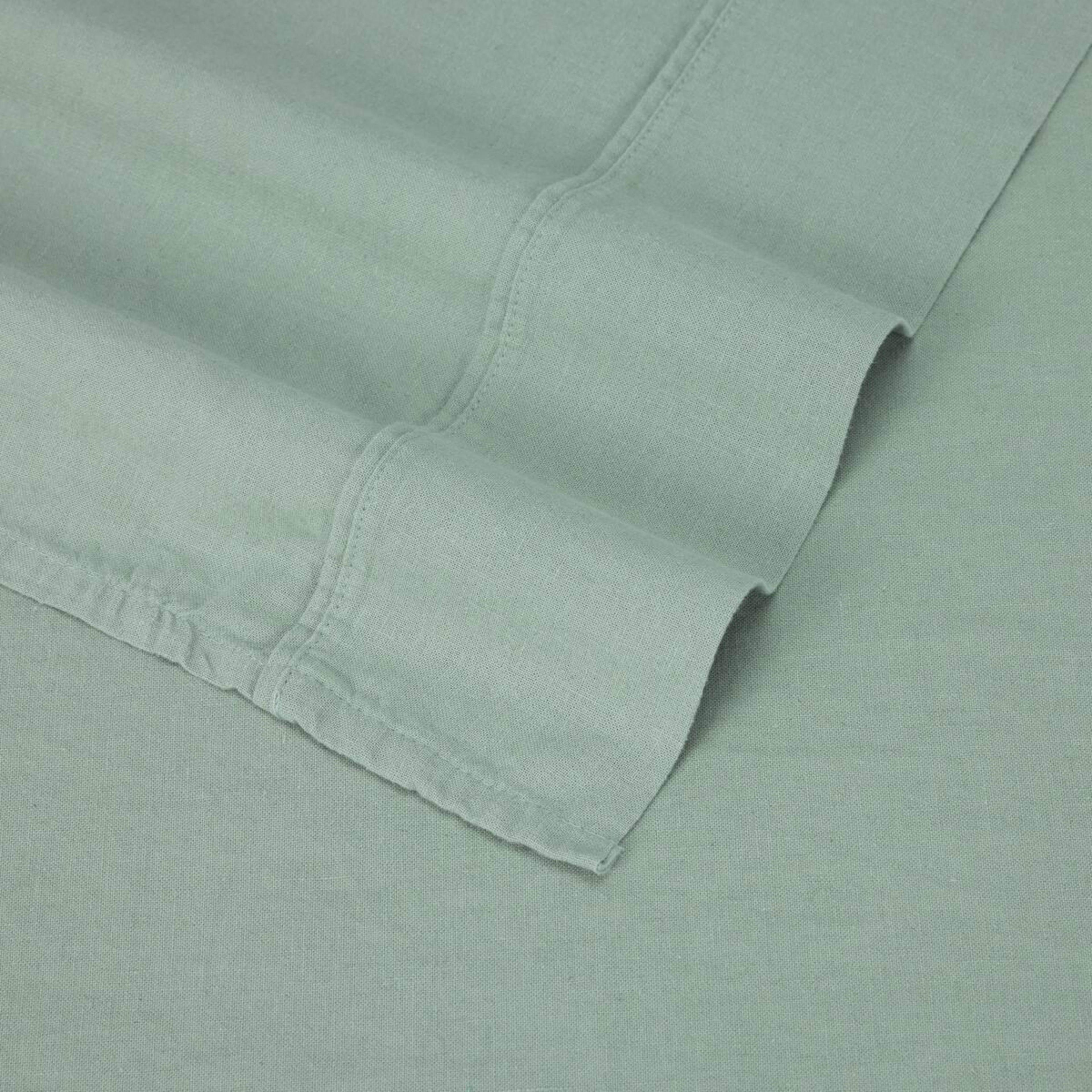 4 Cotton Linen Sheet Set - King Bed, Sage, 4 of 7