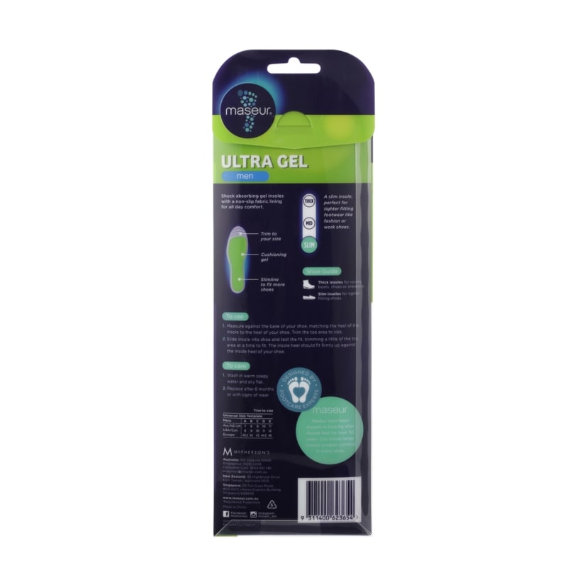 Footcare Ultra Gel Insoles Green Kmart