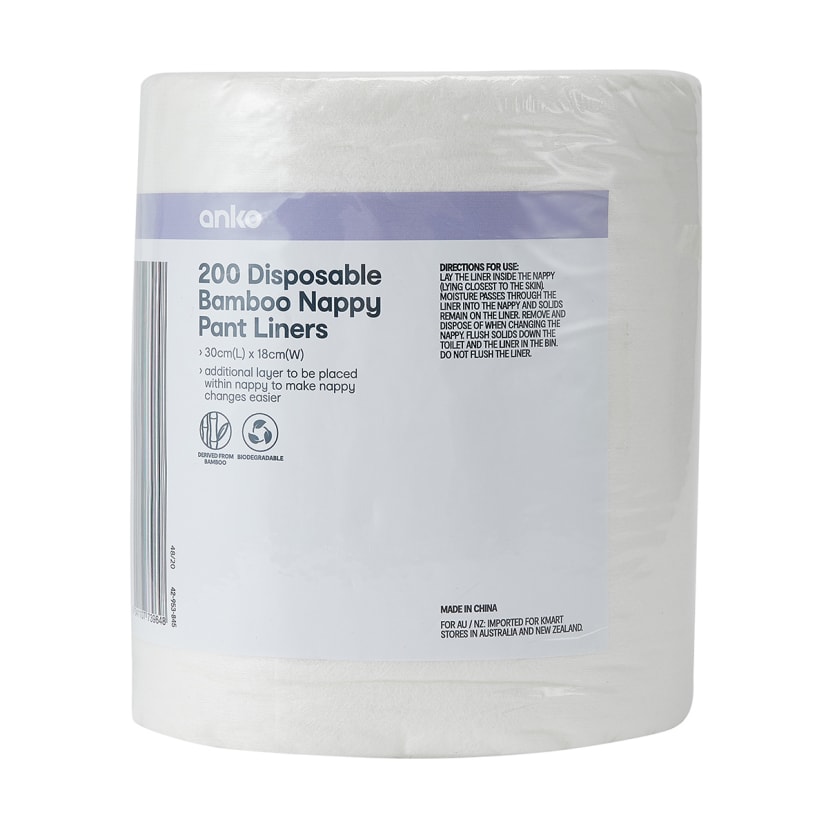 200 Pack Disposable Bamboo Nappy Pant Liners Kmart