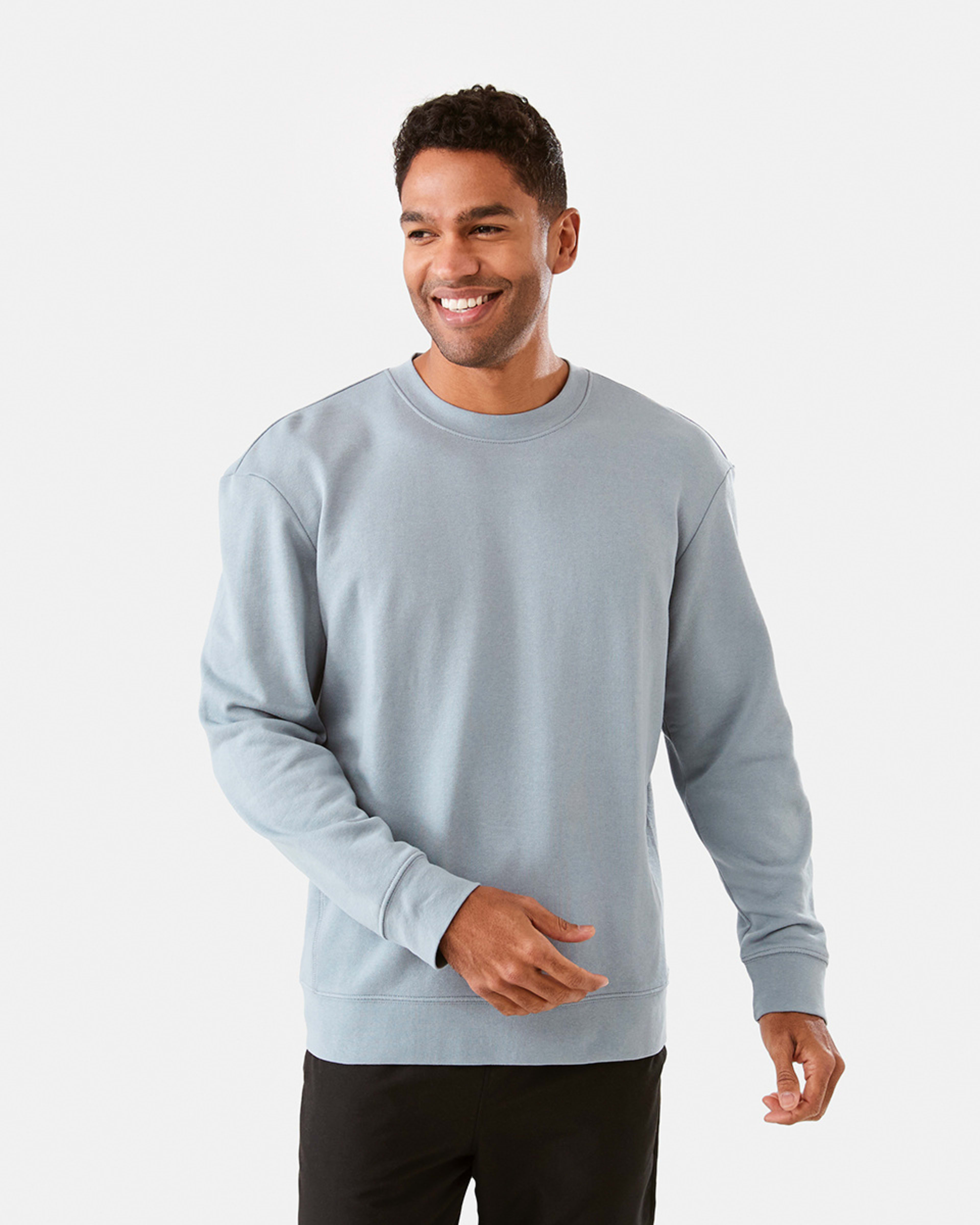 1 Active Men Terry Crew Neck Top Nickelgrey