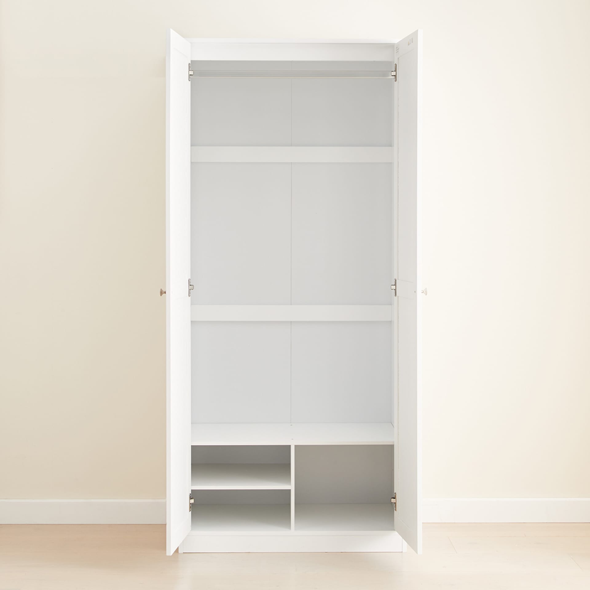 Hamptons Wardrobe 2 Door Hanging Rail with Storage Shelf Kmart