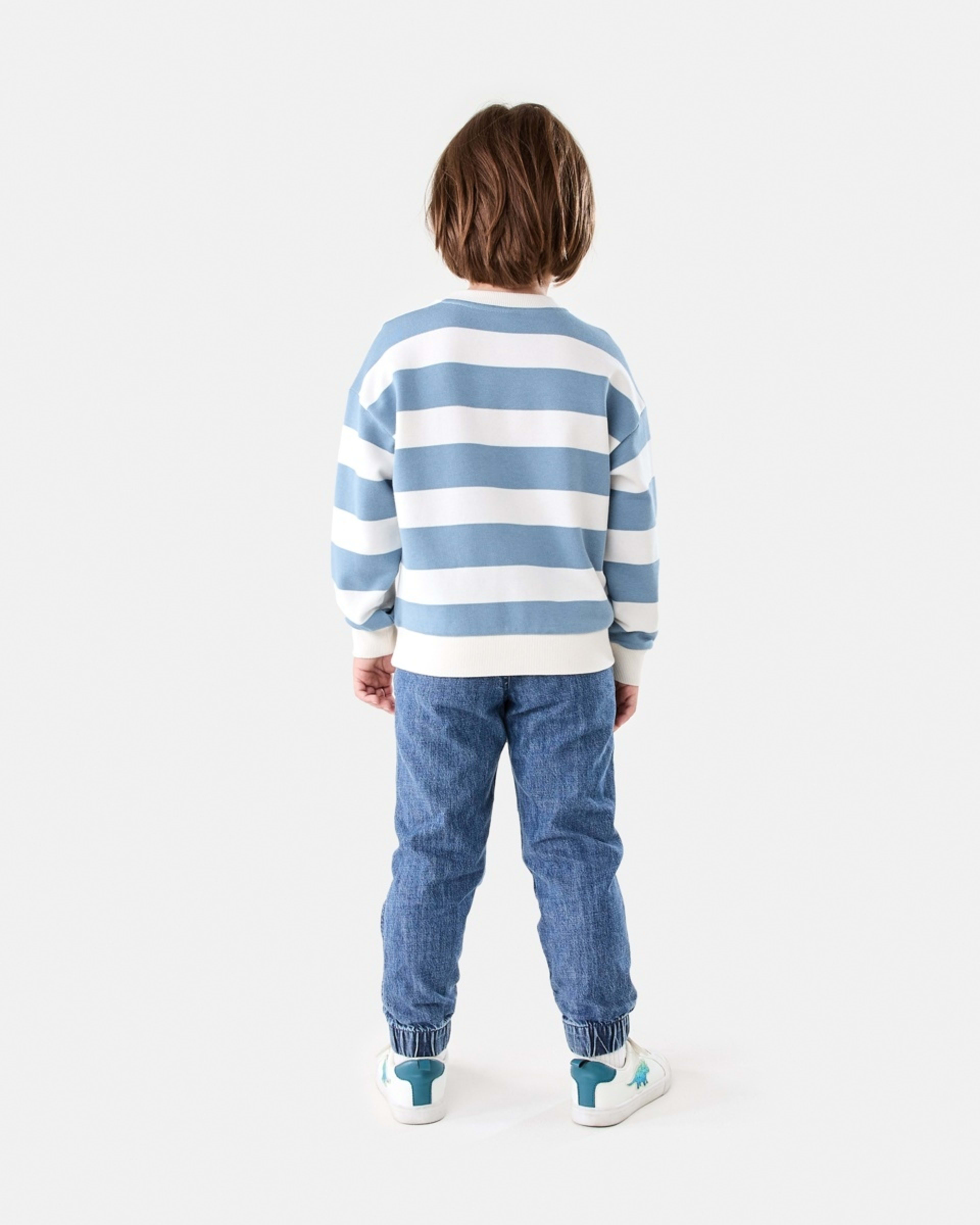 7 Stripe Oversized Crew Neck Sweatshirt Blu Stripe, 7 of 7