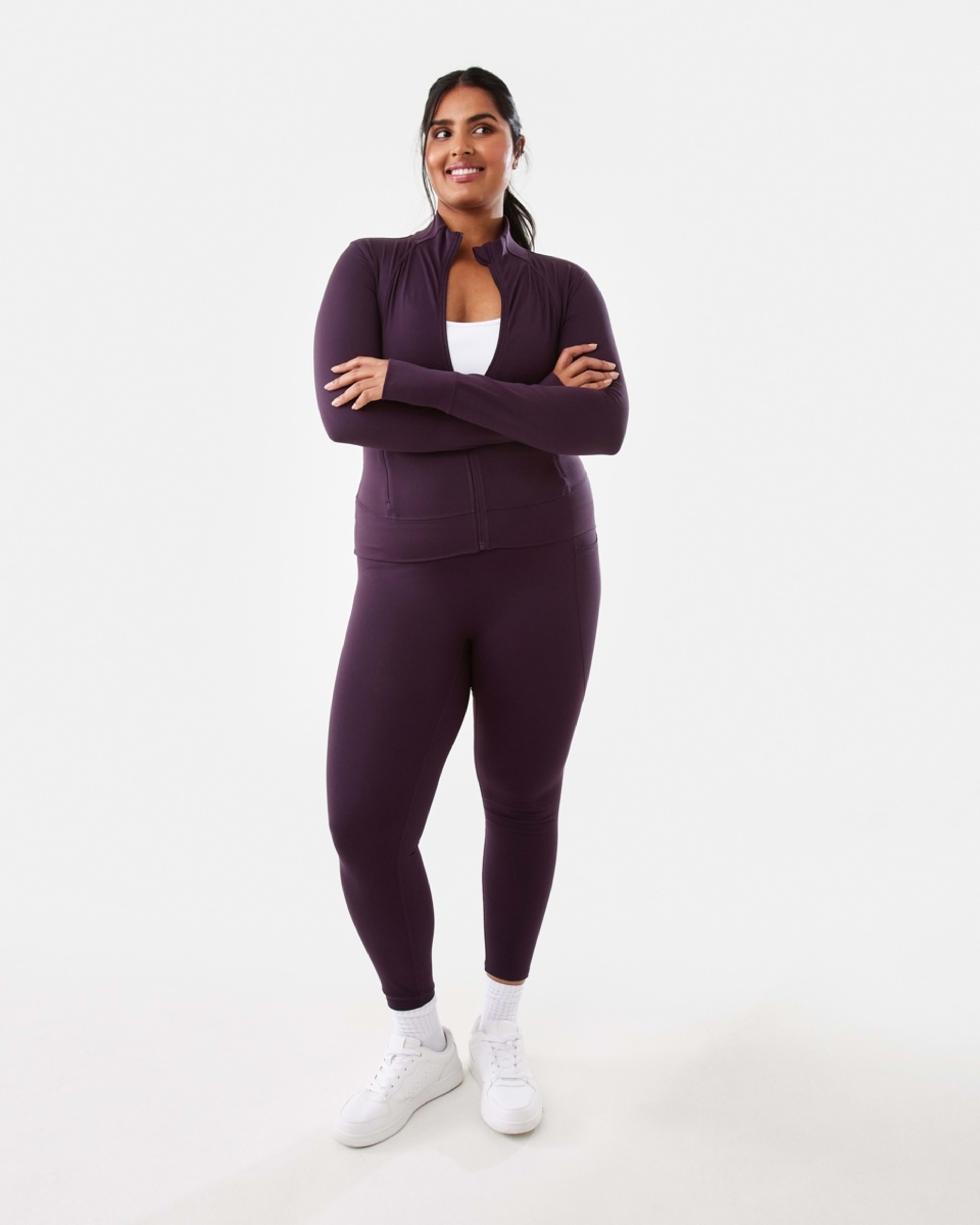 4 Active Womens Ultrasoft Leggings Pur Rasin, 4 of 8