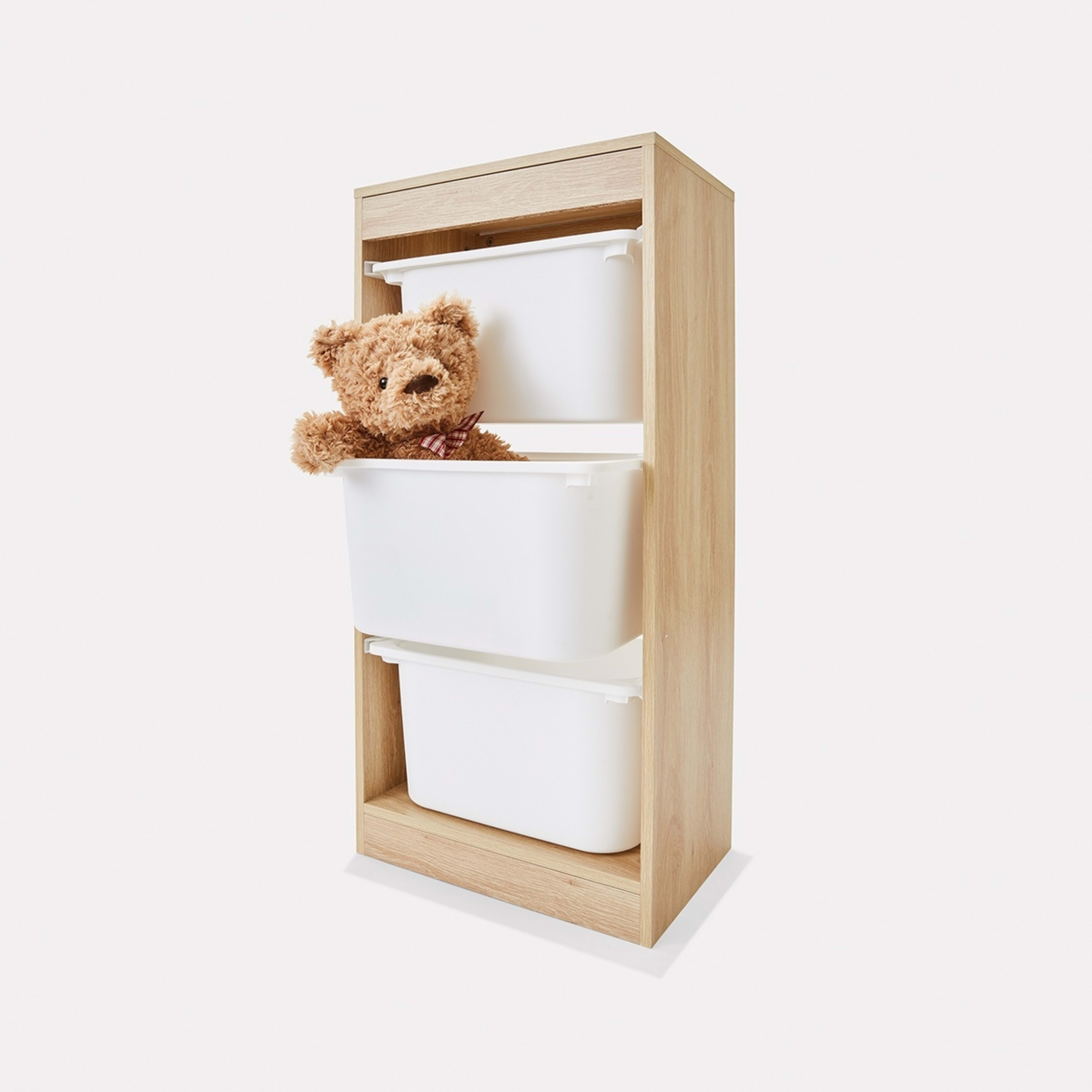 3 Kids 3-Tub Storage Organiser - Oak Look, 3 of 7