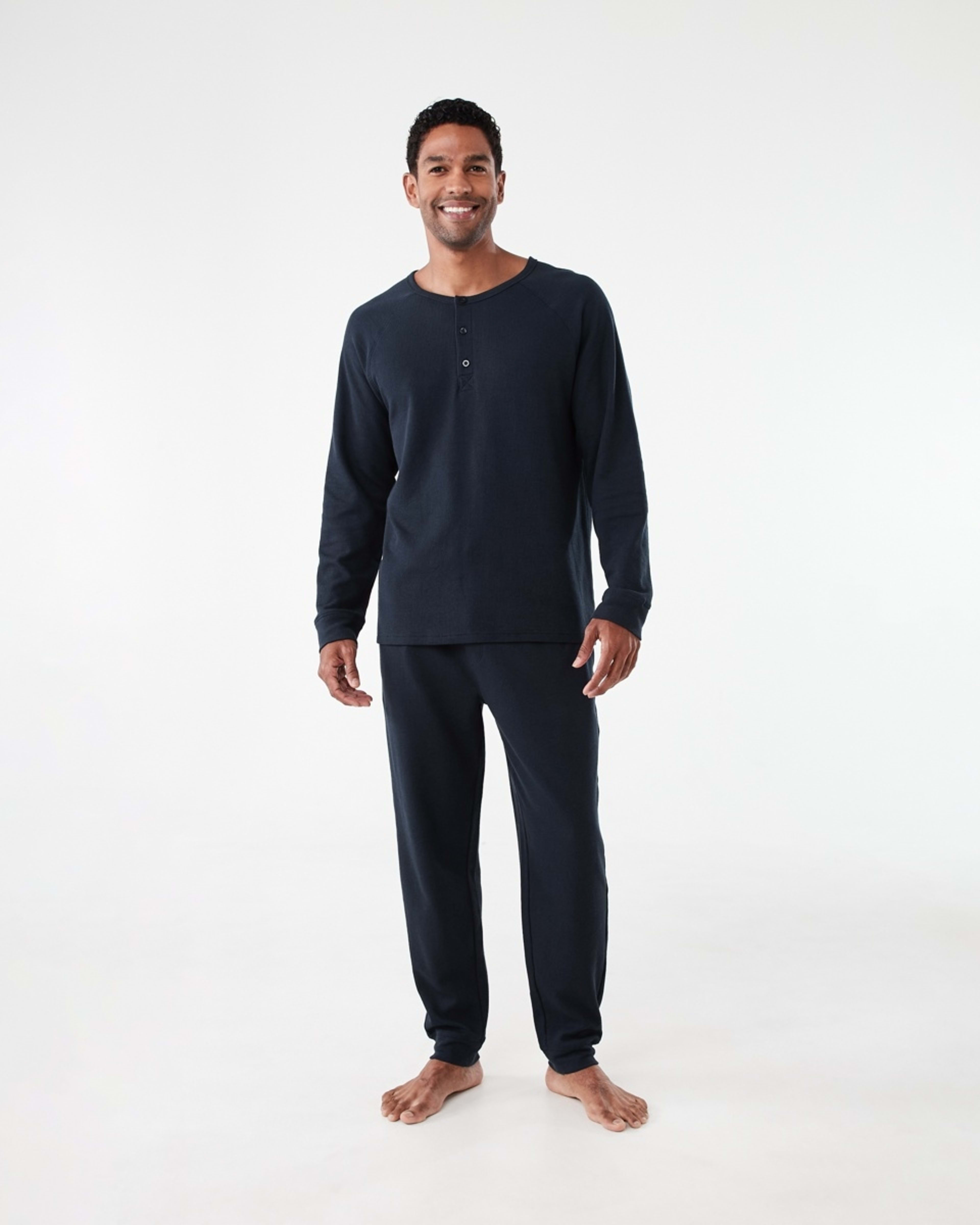 6 Waffle Henley Top Sky Cptn, 6 of 6