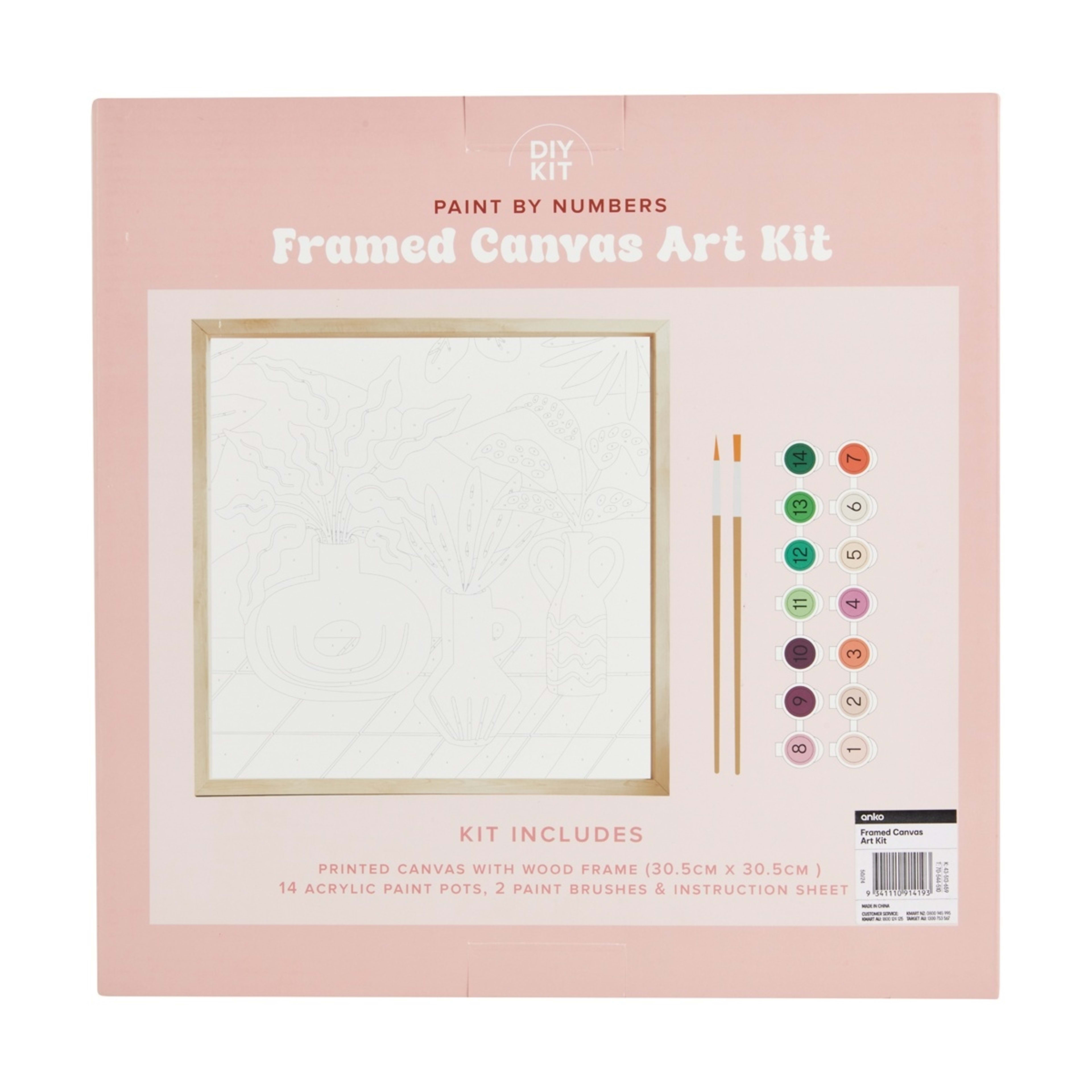 4 Paint By Numbers Framed Canvas DIY Art Kit, 4 of 4