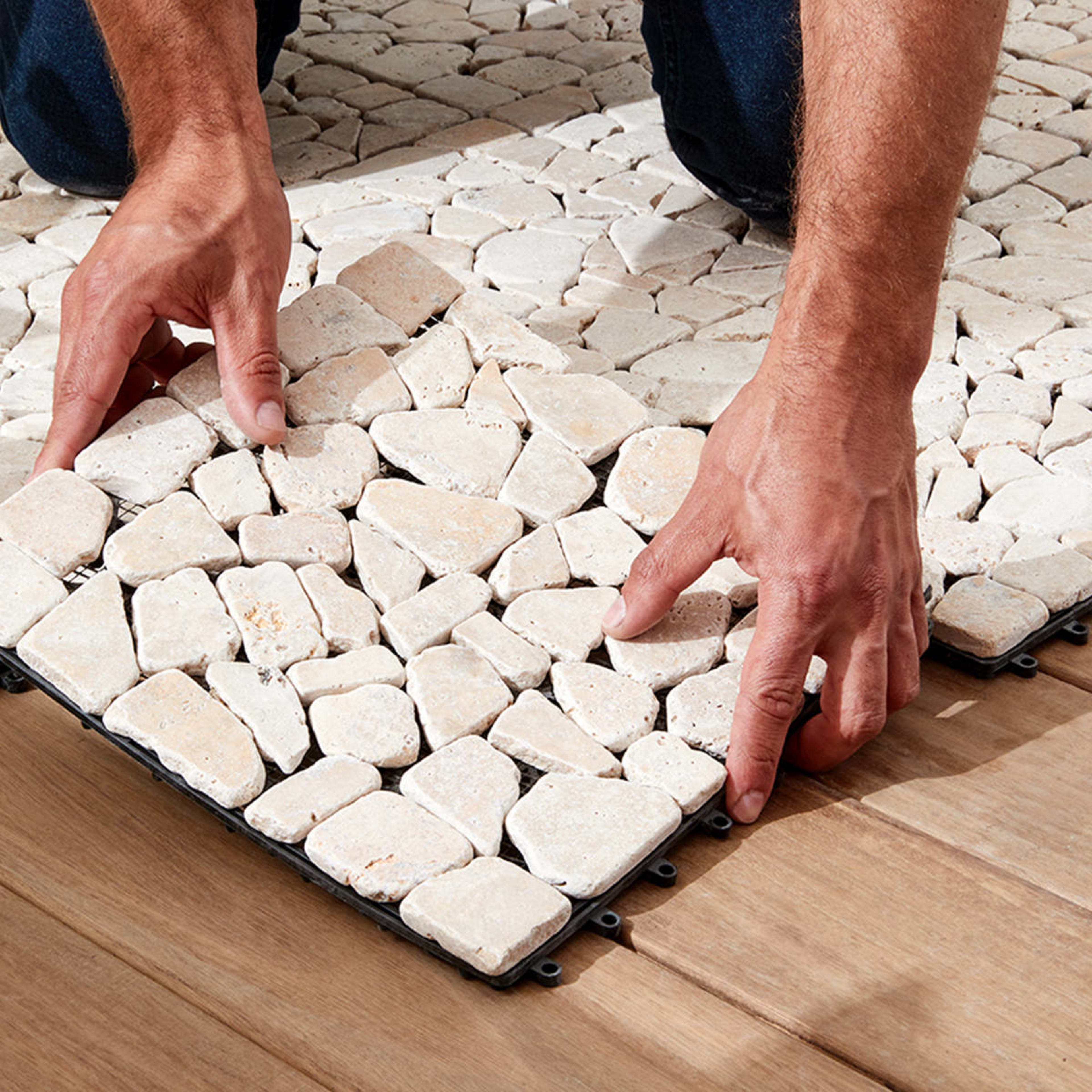 4 Pack Light Stone Decking Tiles Kmart