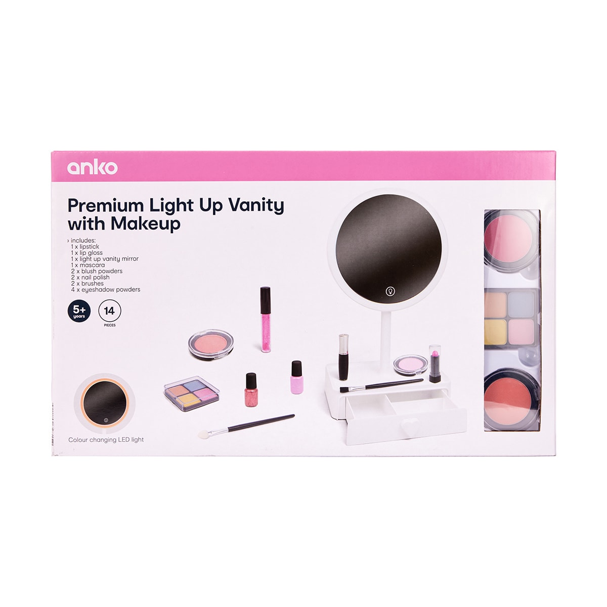 Toy 14 Piece Premium Light Up Vanity with Makeup Kit Kmart