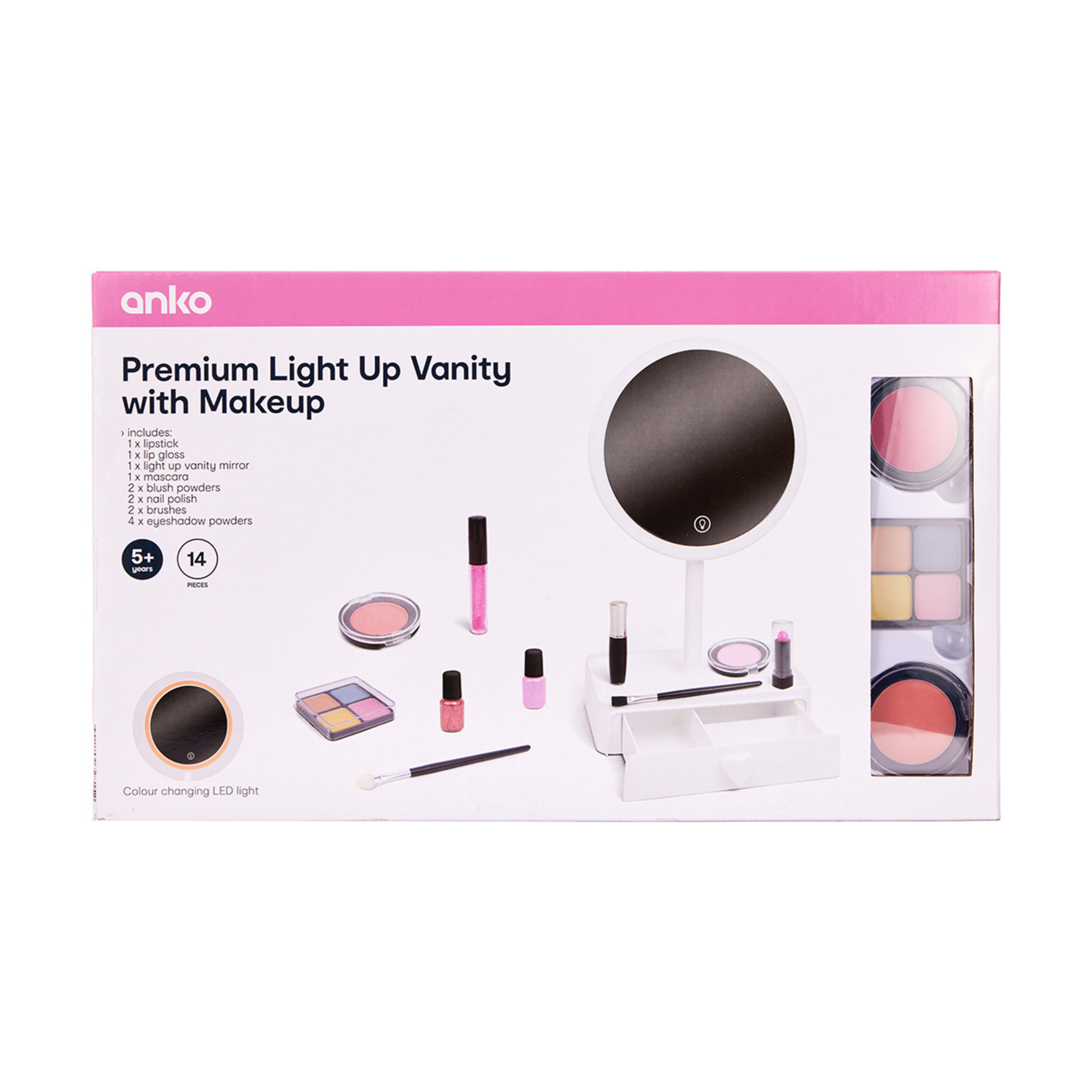 Toy 14 Piece Premium Light Up Vanity with Makeup Kit - Kmart