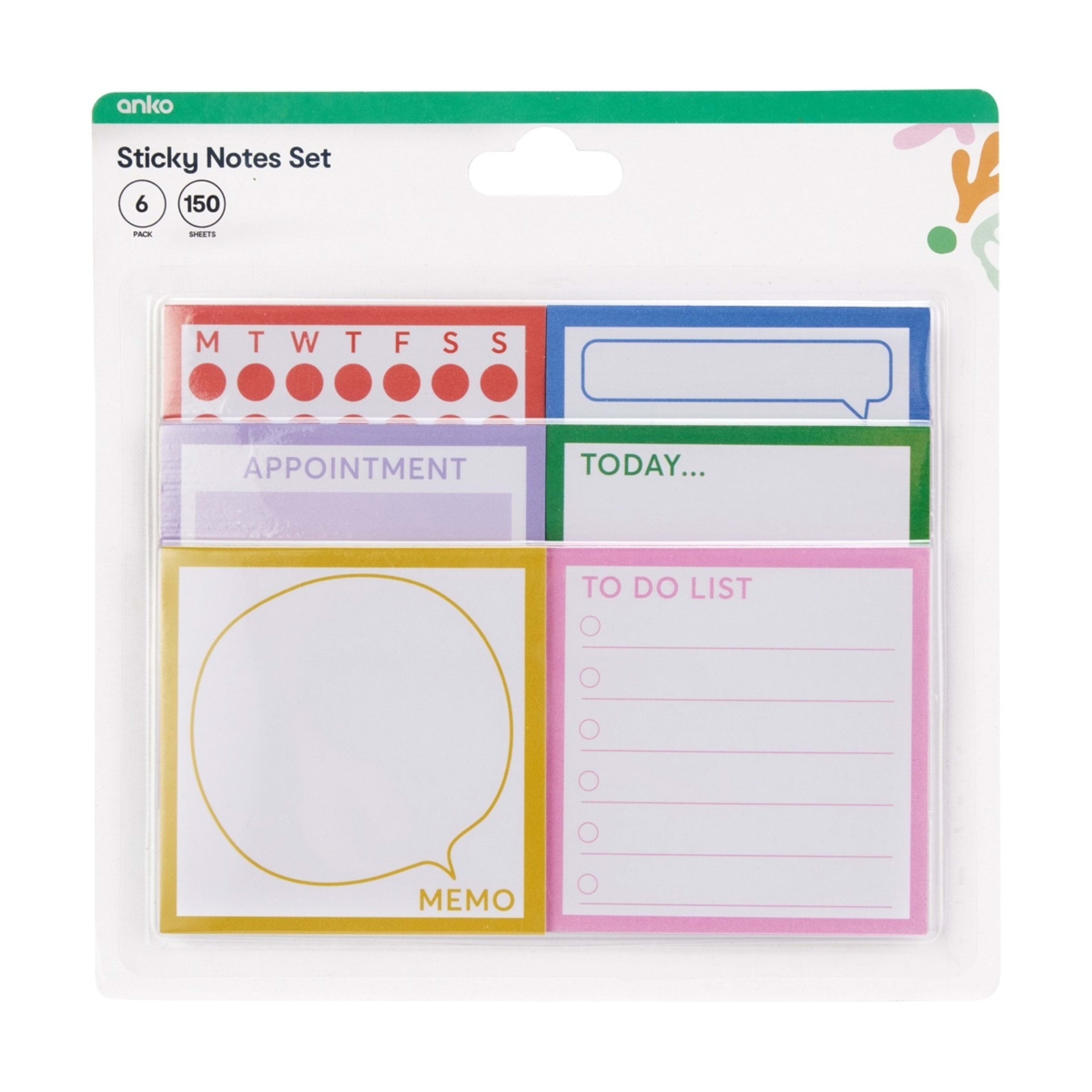 1 6 Pack Sticky Notes Set, 1 of 5