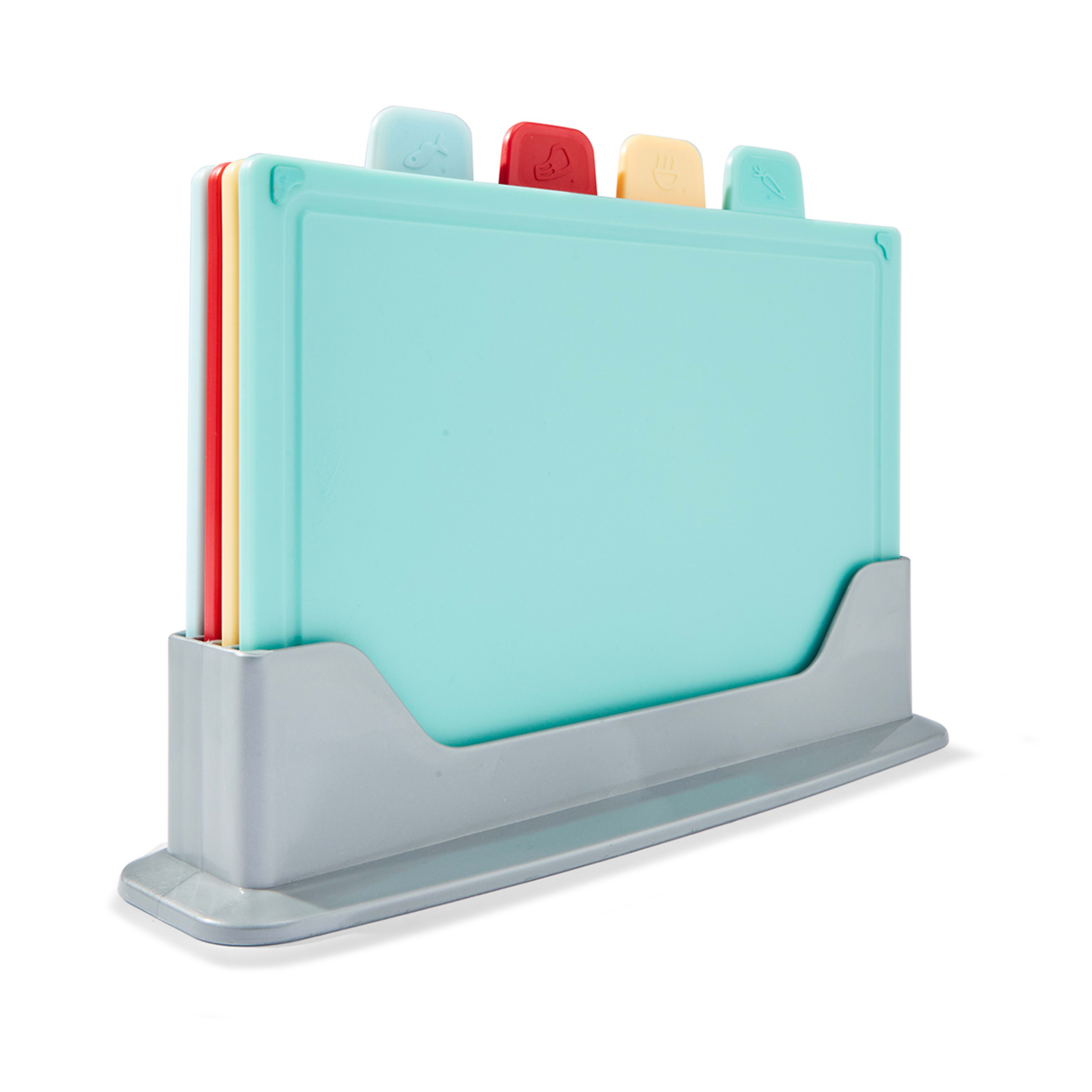 Set of 4 Chopping Boards with Stand Kmart