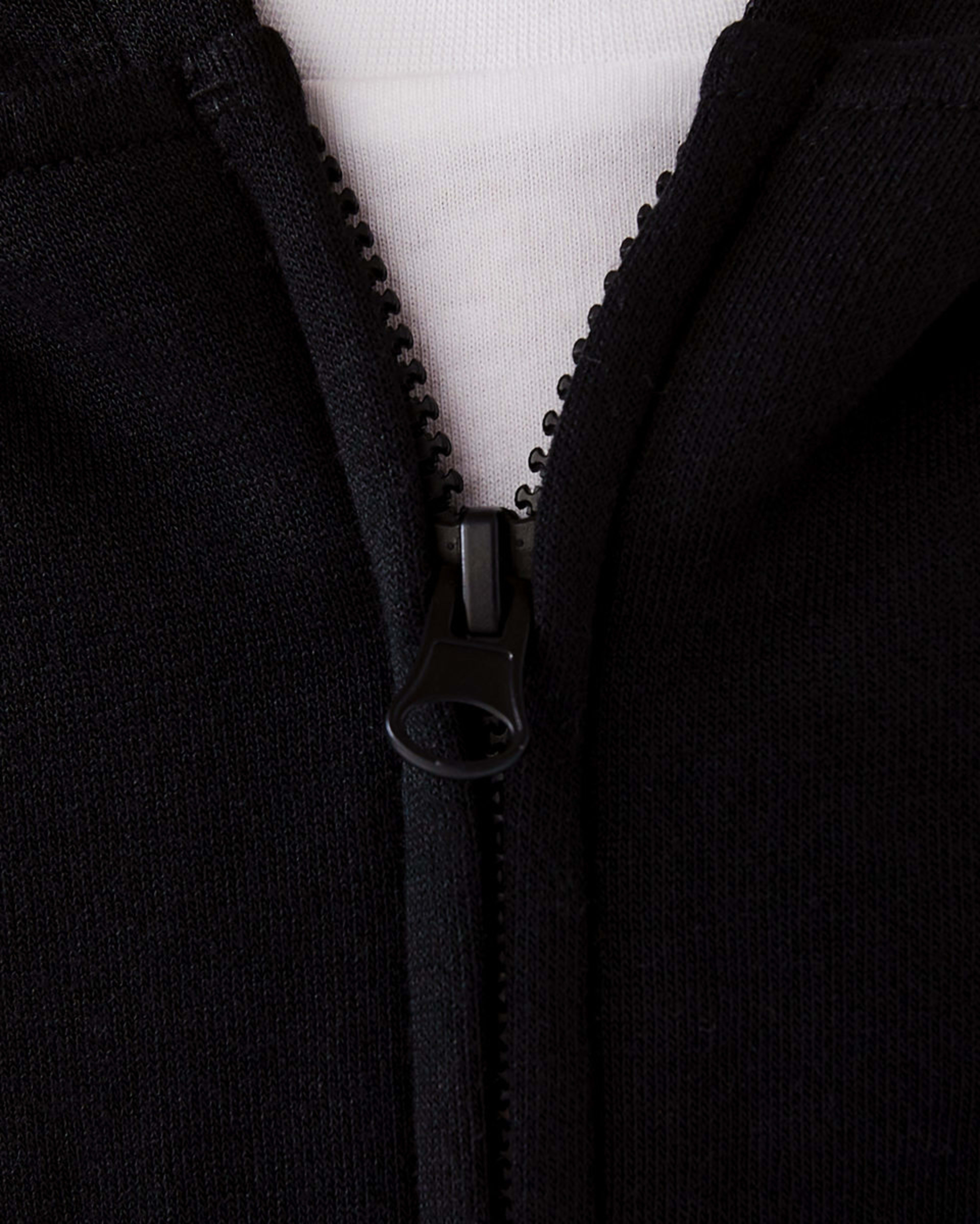5 Plain Zip Through Hoodie Black, 5 of 9