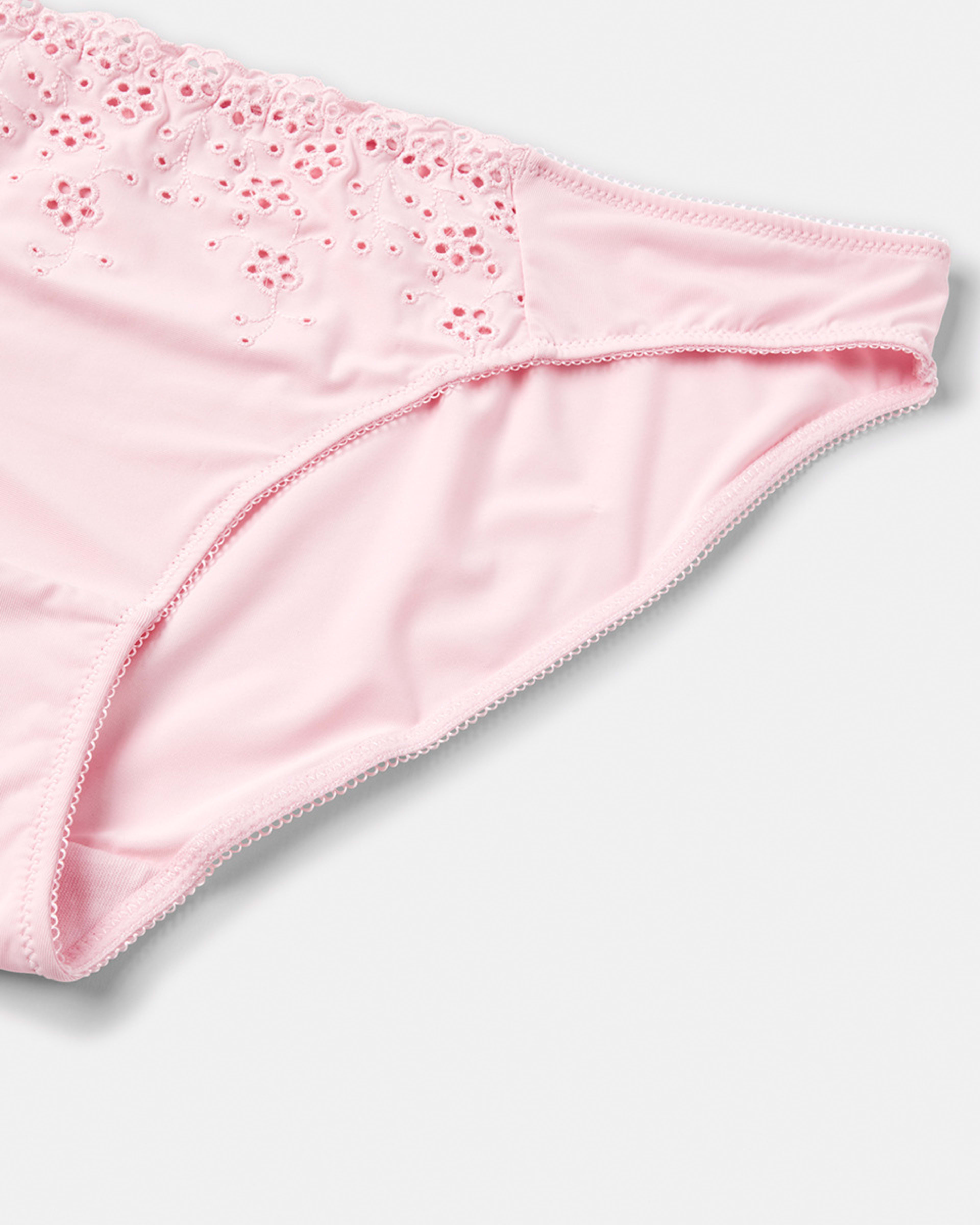 7 Co-ordinated Broderie Bikini Briefs Bllet Pink, 7 of 7