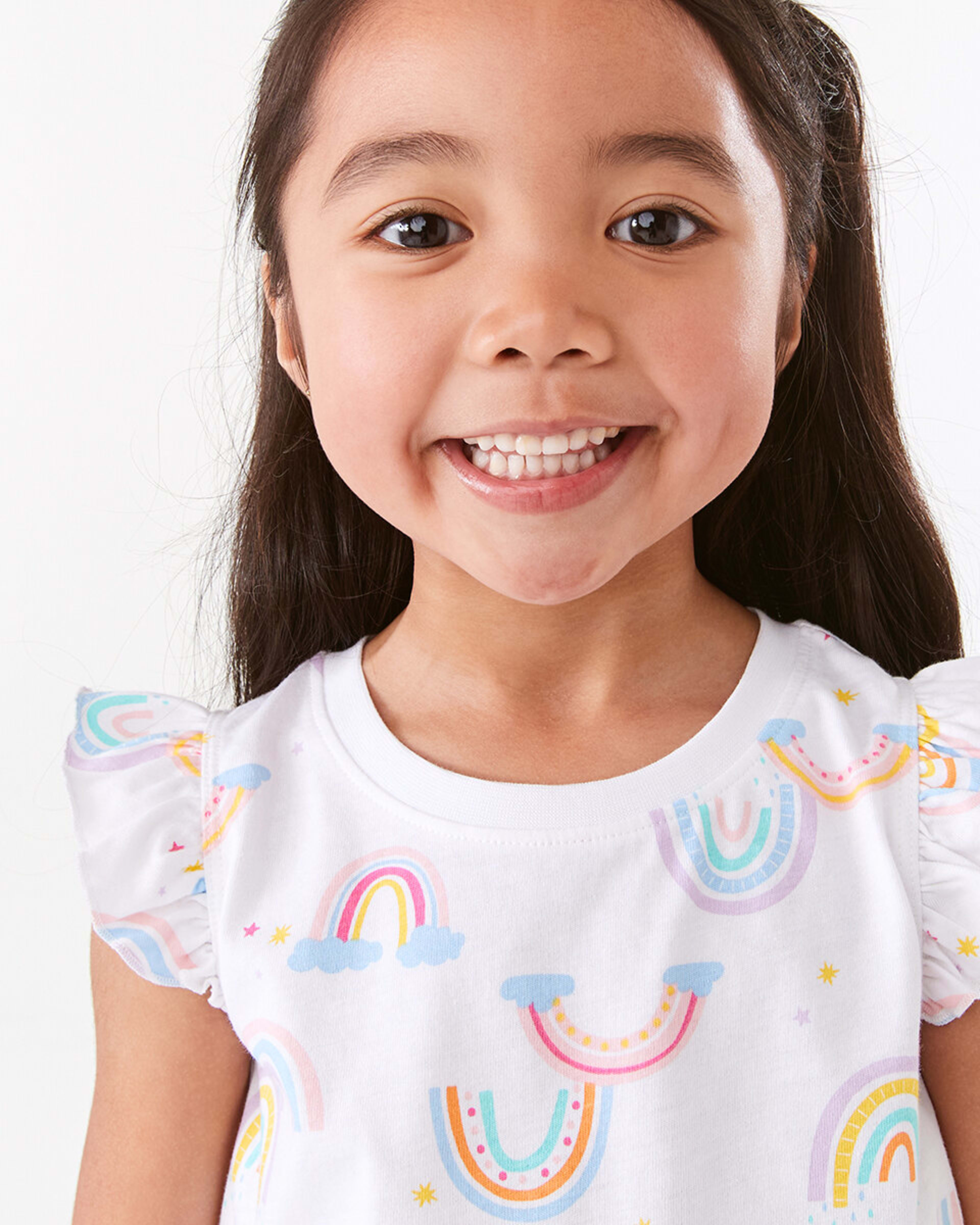 3 Short Sleeve Jersey Knit Pyjama Set Rainbowwte, 3 of 10