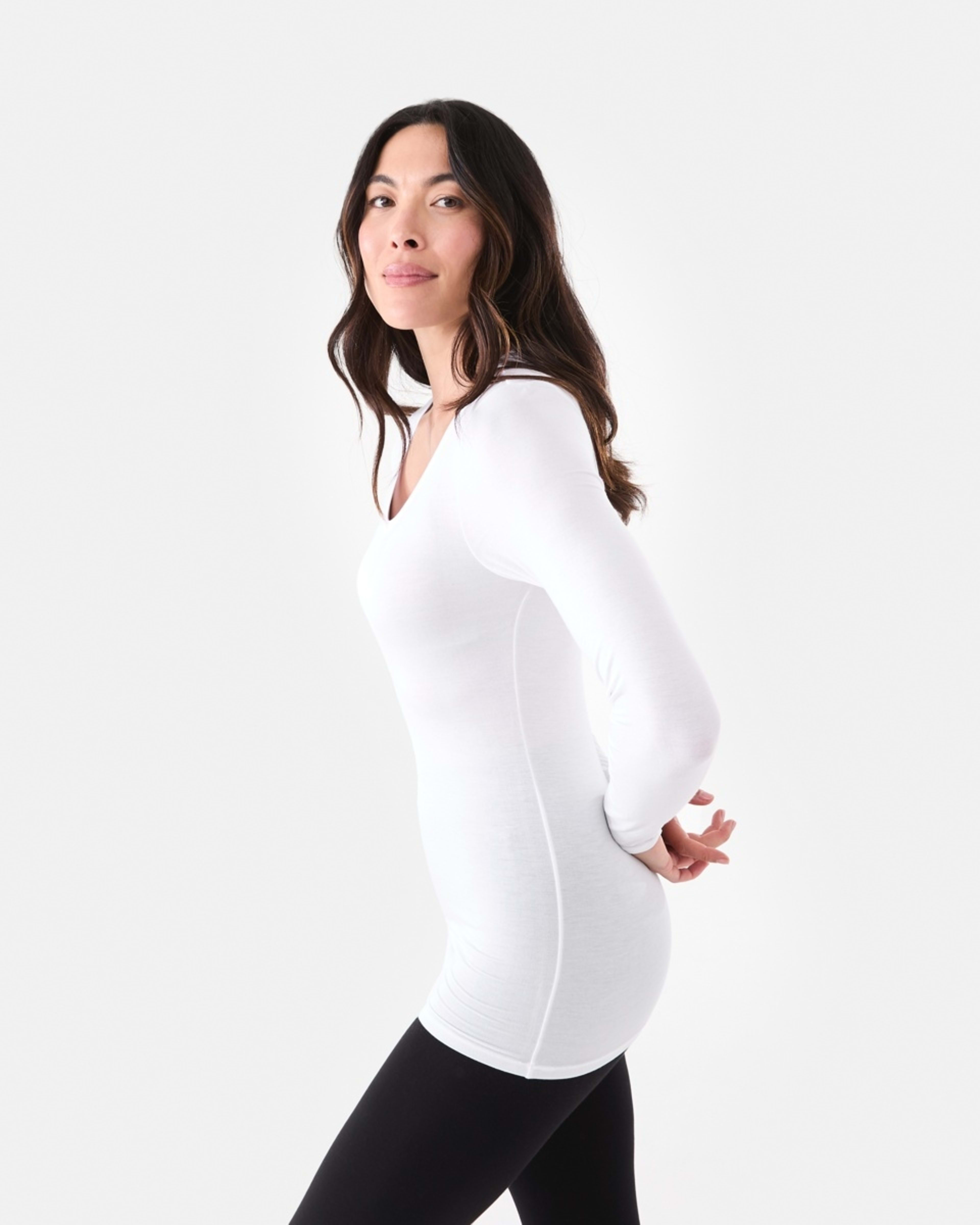 2 Bamboo Thermal Long Sleeves Top White, 2 of 5