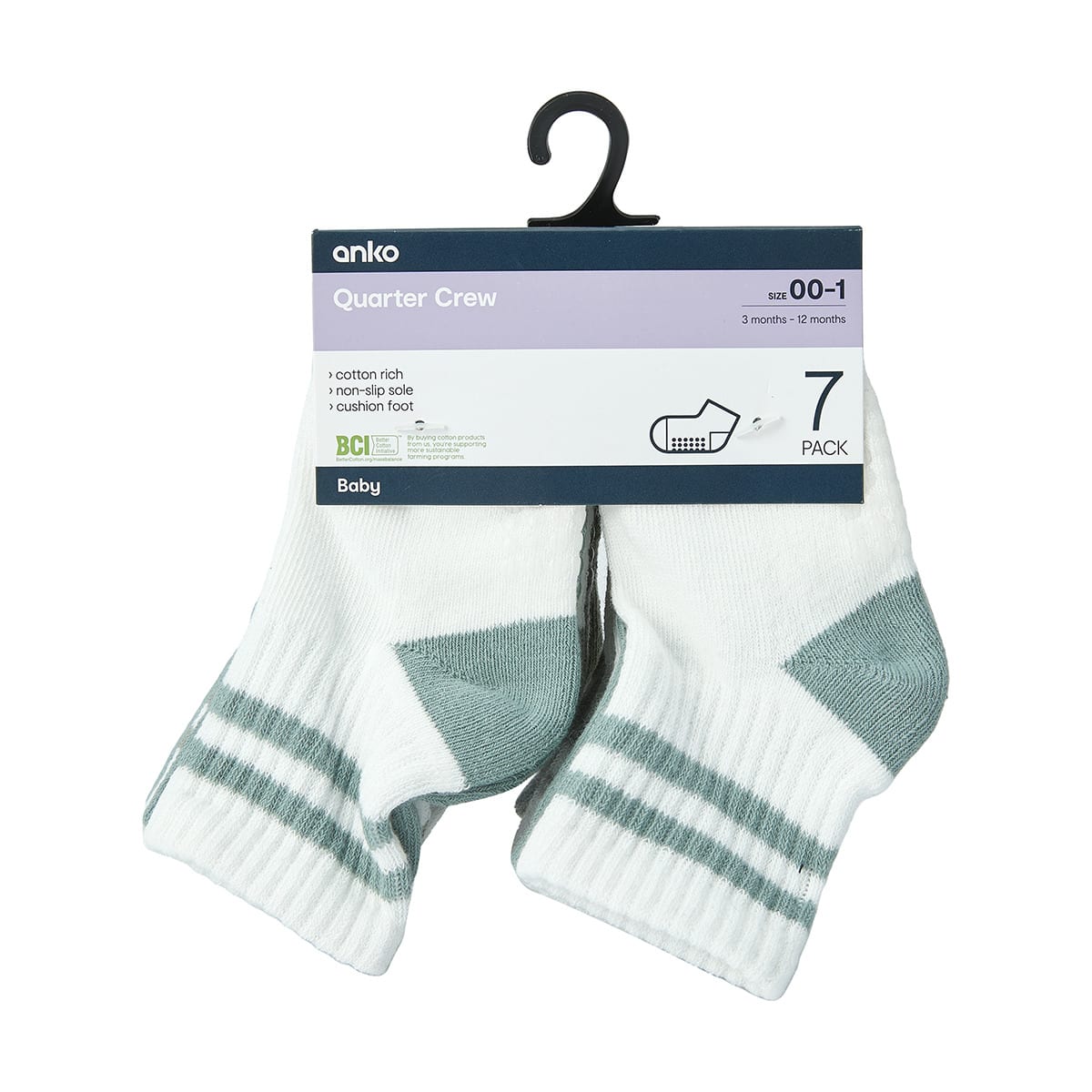 7 Pack Quarter Crew Socks Kmart