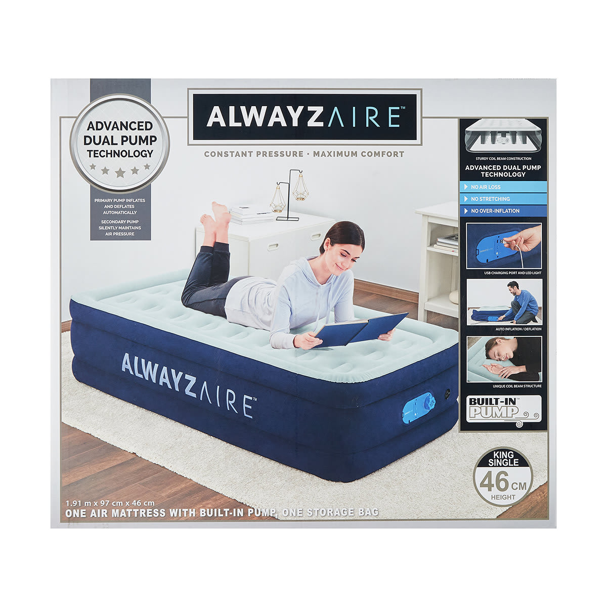 Alwayzaire Bestway King Single Air Mattress Kmart