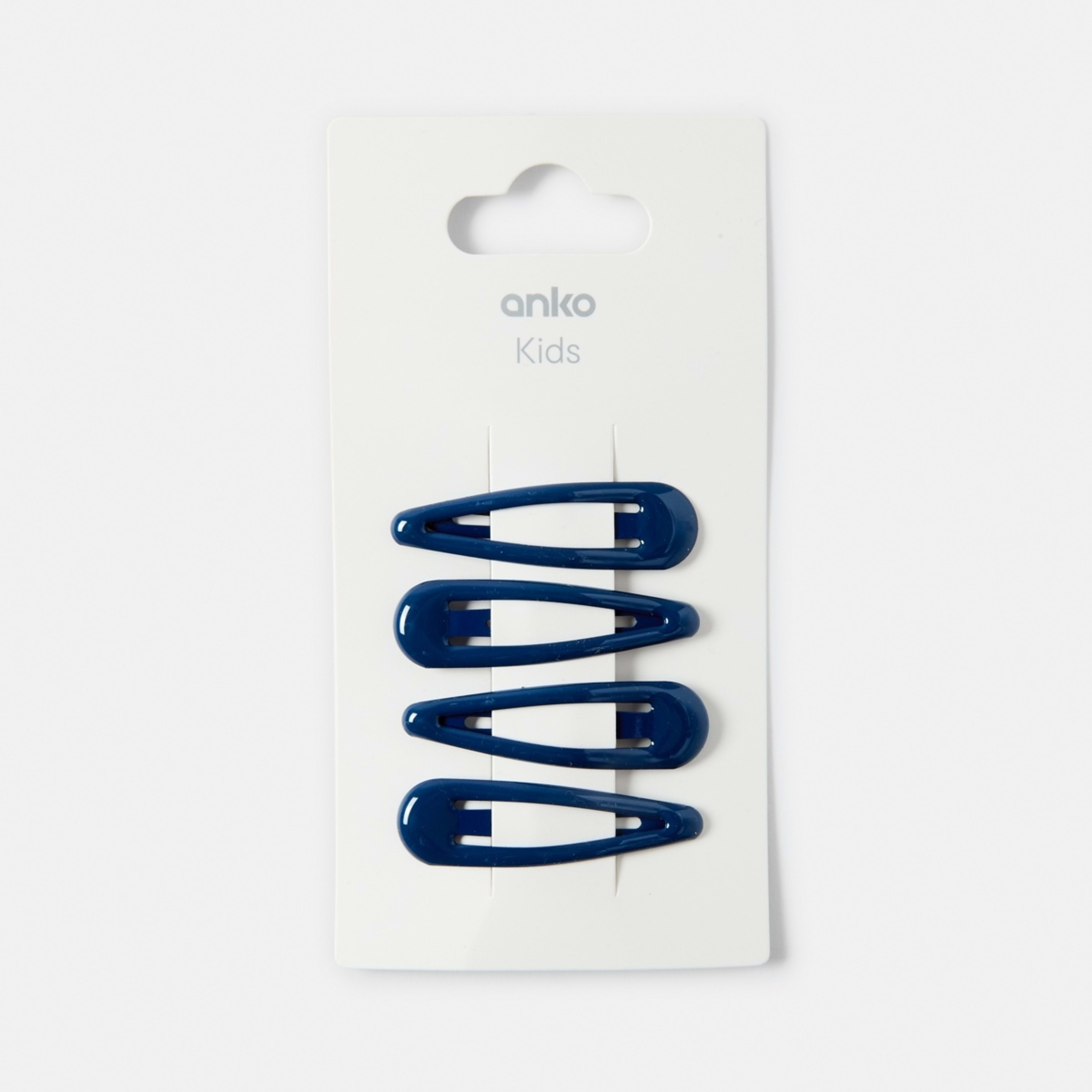 3 4 Pack School Basic Snap Hair Clips Dark Sapphire, 3 of 3