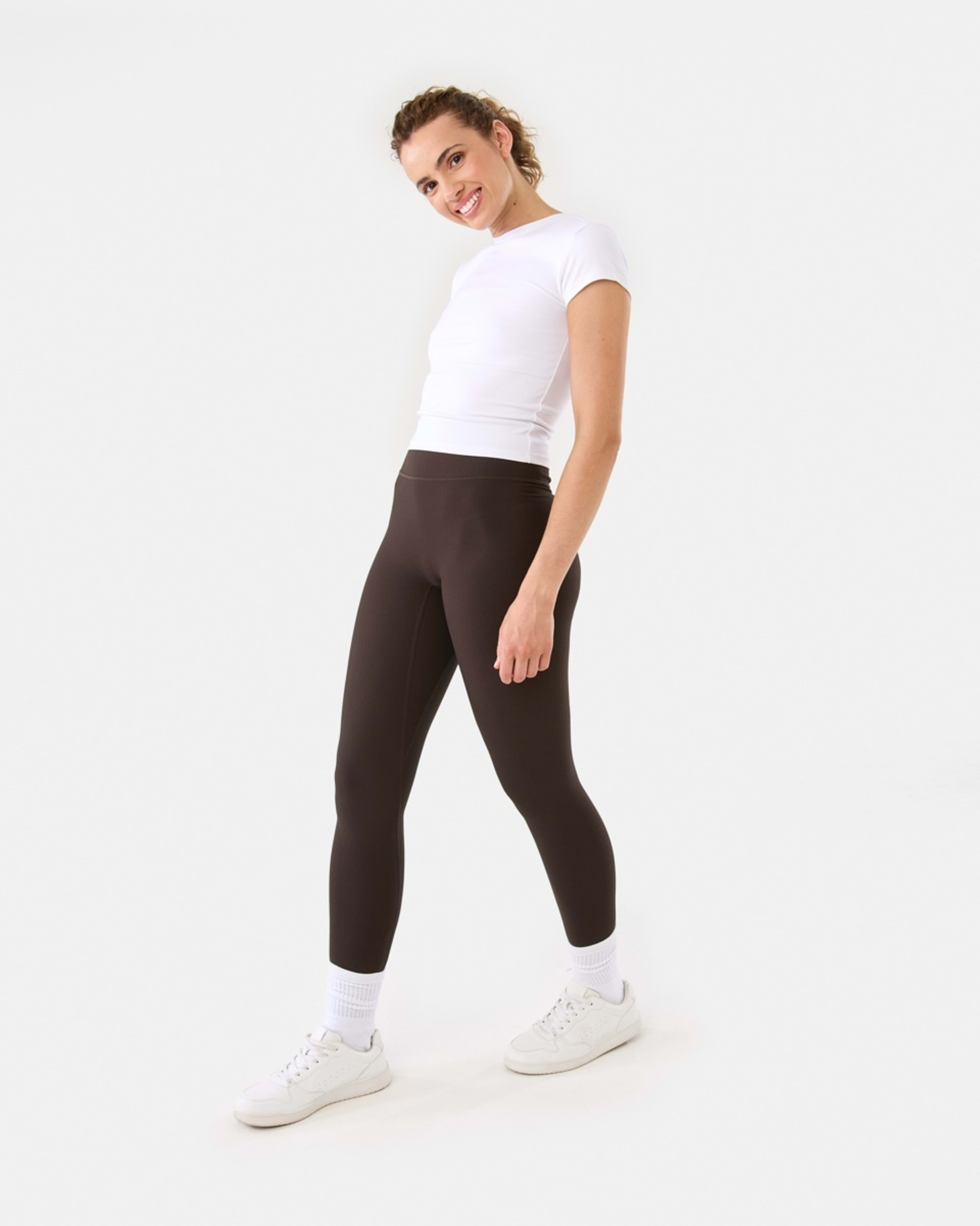 3 Active Womens Rib Leggings TUSCAN BROWN, 3 of 5