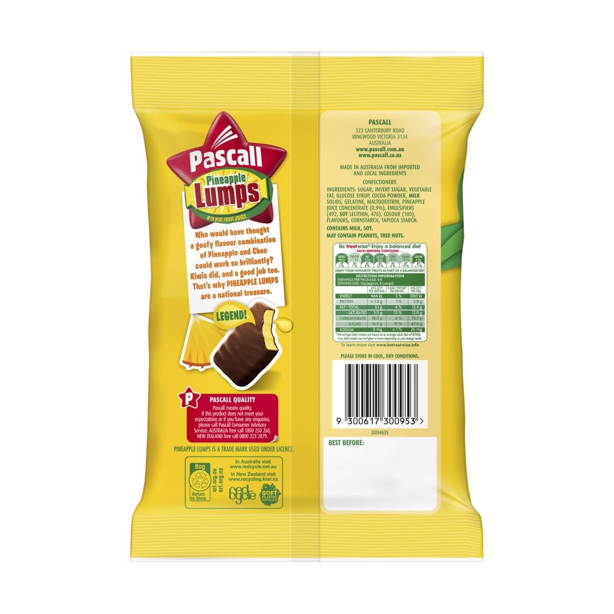 Pascall Pineapple Lumps Lollies 120g Kmart NZ