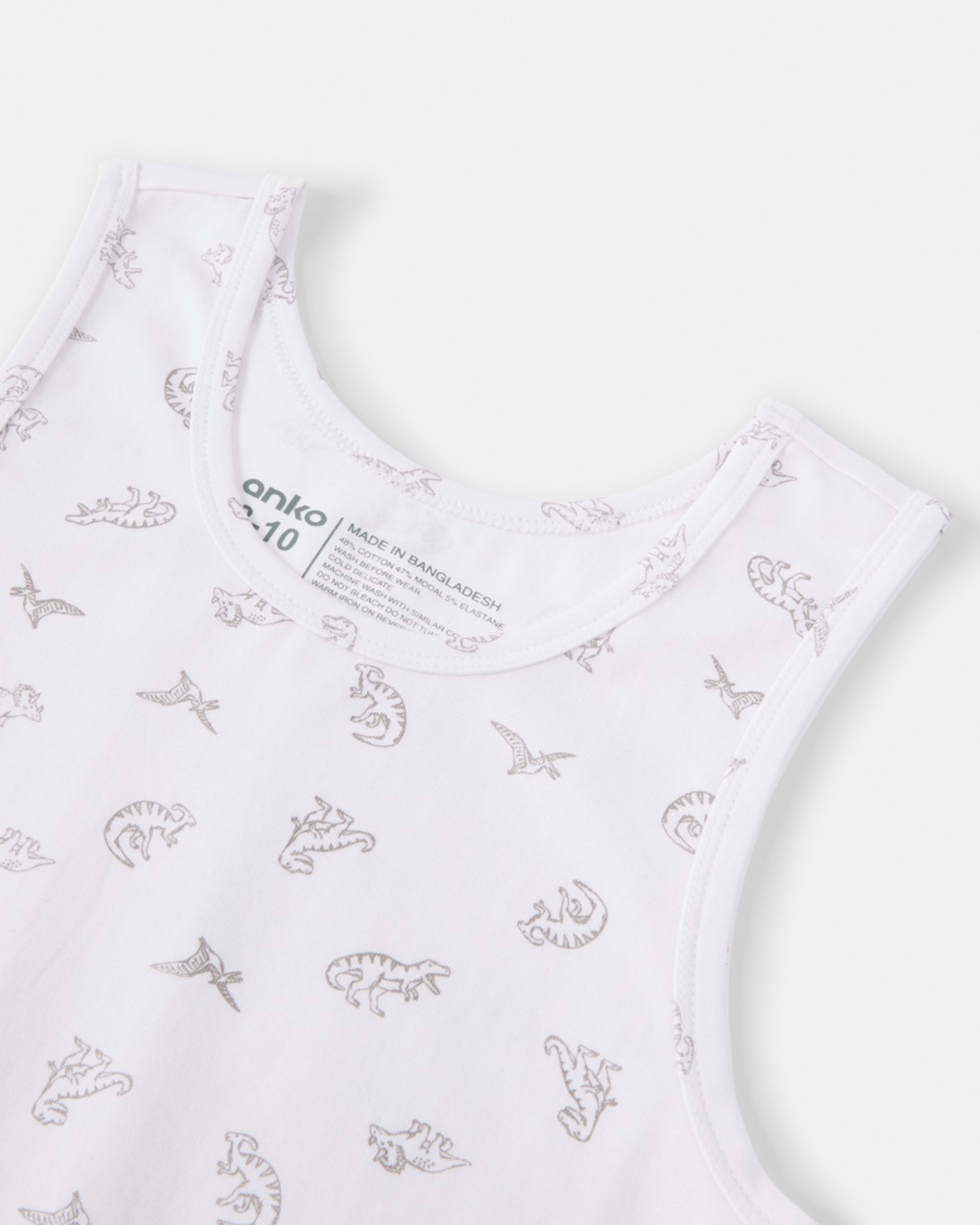 3 3 Pack Super Soft Singlets Blu Dino, 3 of 6