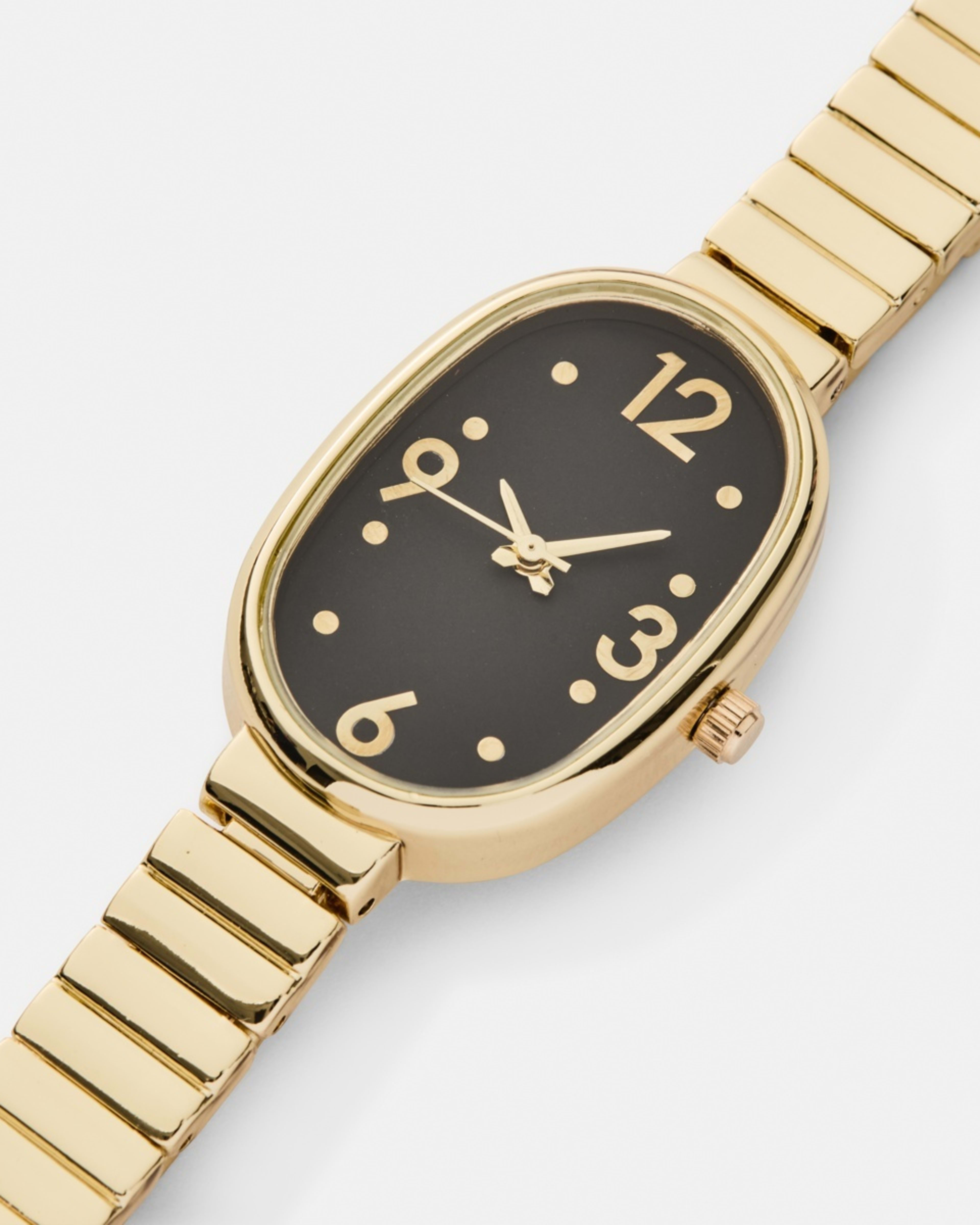 2 Womens Oval Metal Watch - Black and Gold Tone Gold, 2 of 6
