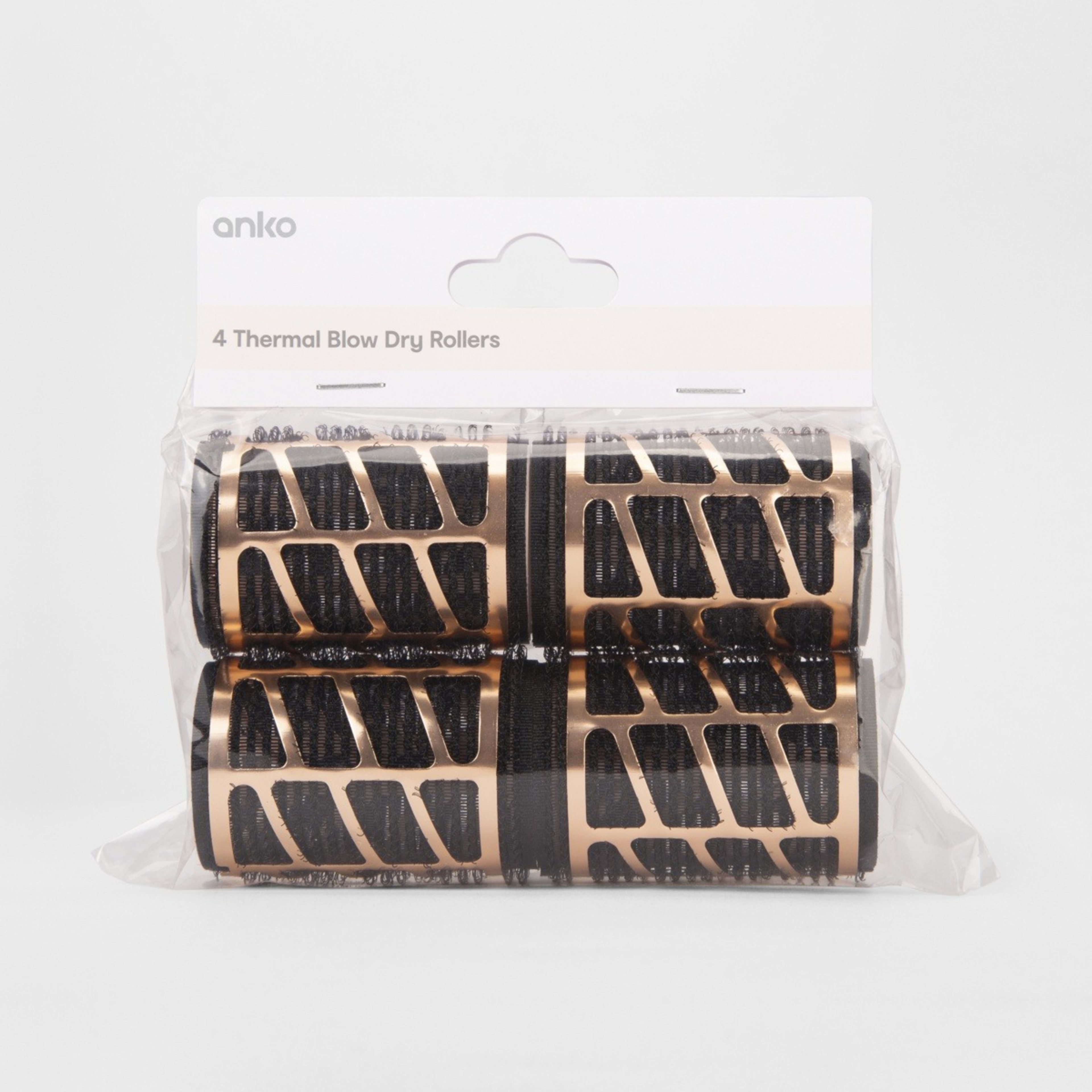 1 4 Pack Thermal Blow Dry Rollers - Medium, Black and Gold Look