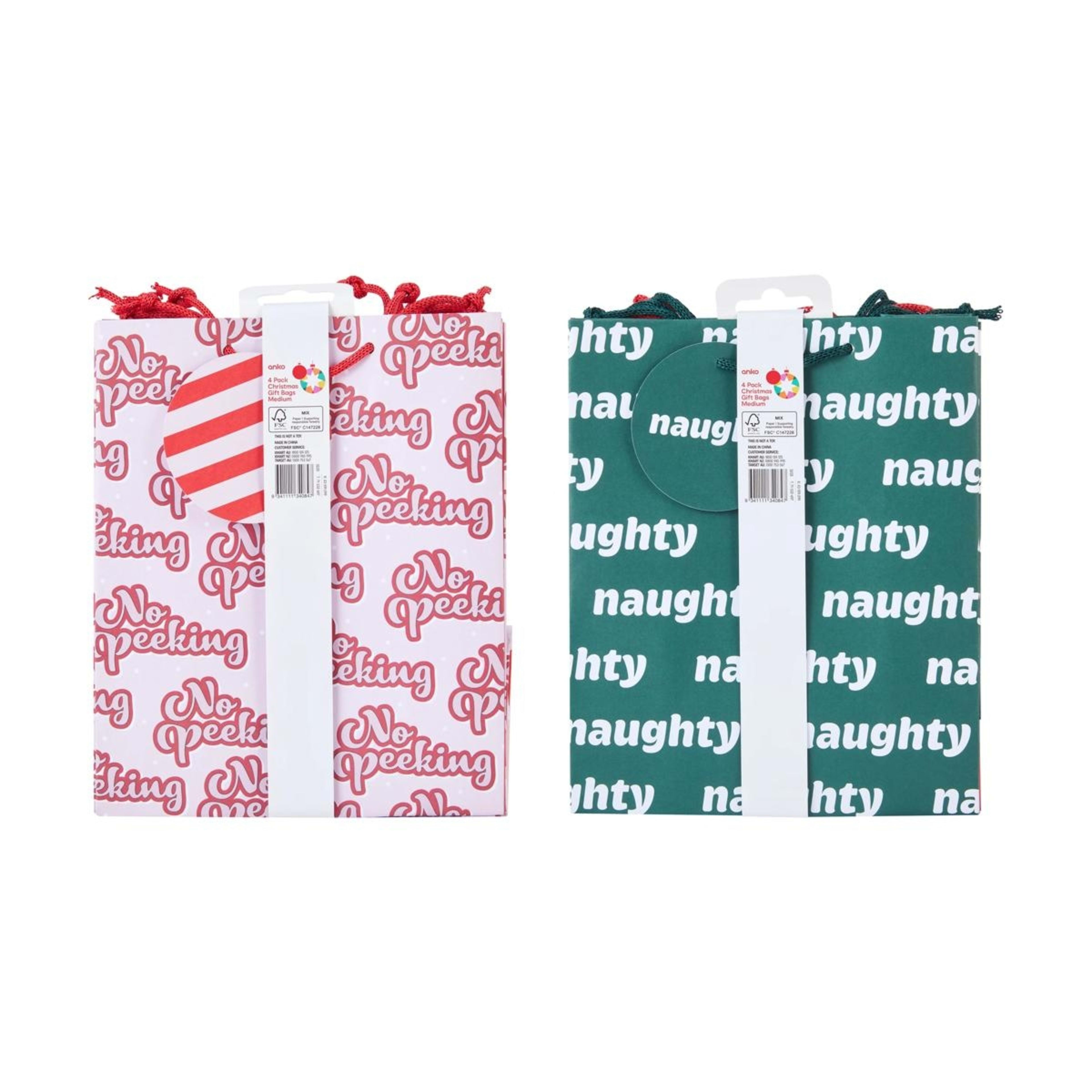 6 4 Pack Christmas Gift Bags - Medium, Assorted, 6 of 8