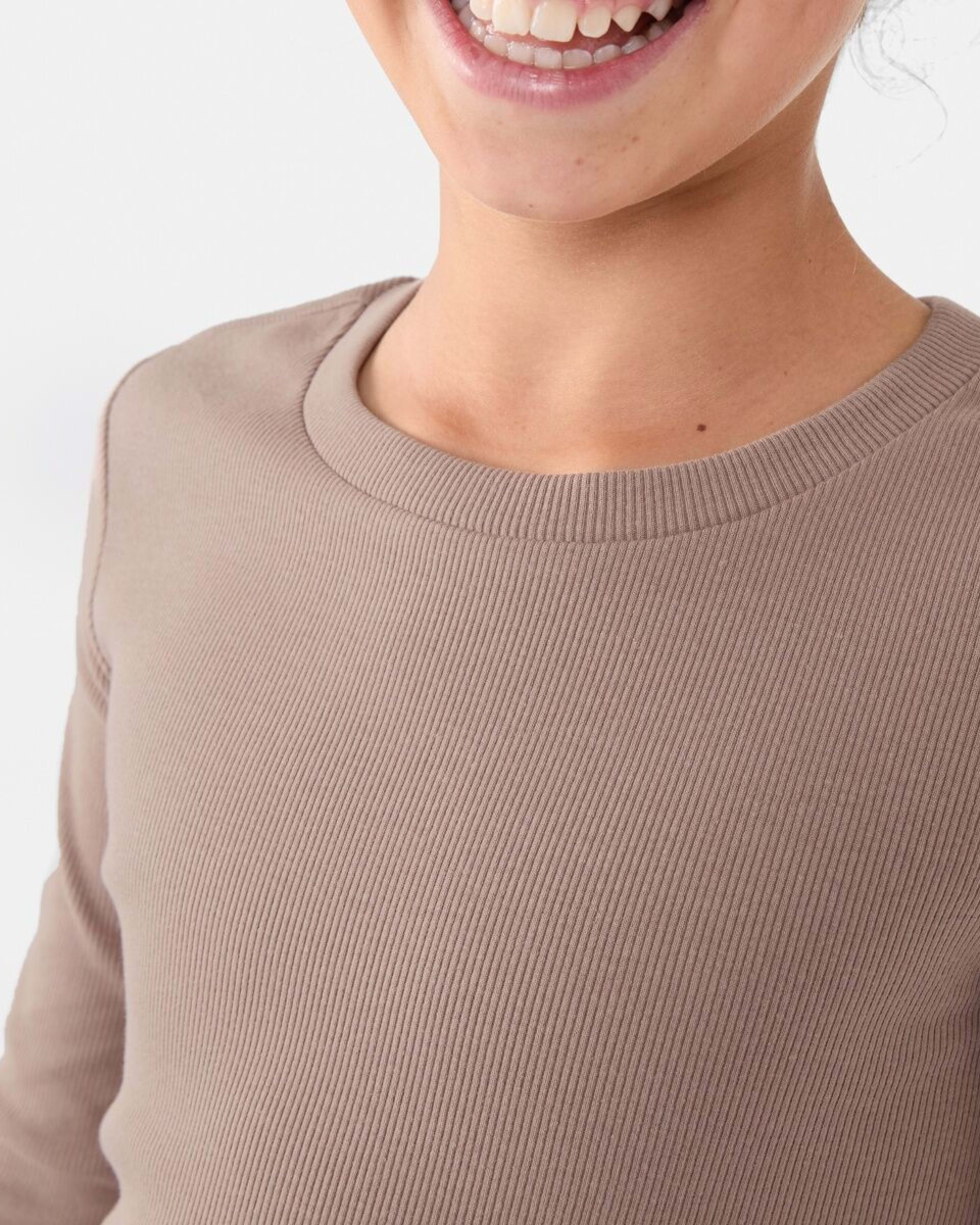 4 Long Sleeve Ribbed Knit Dress Wash Brn, 4 of 6
