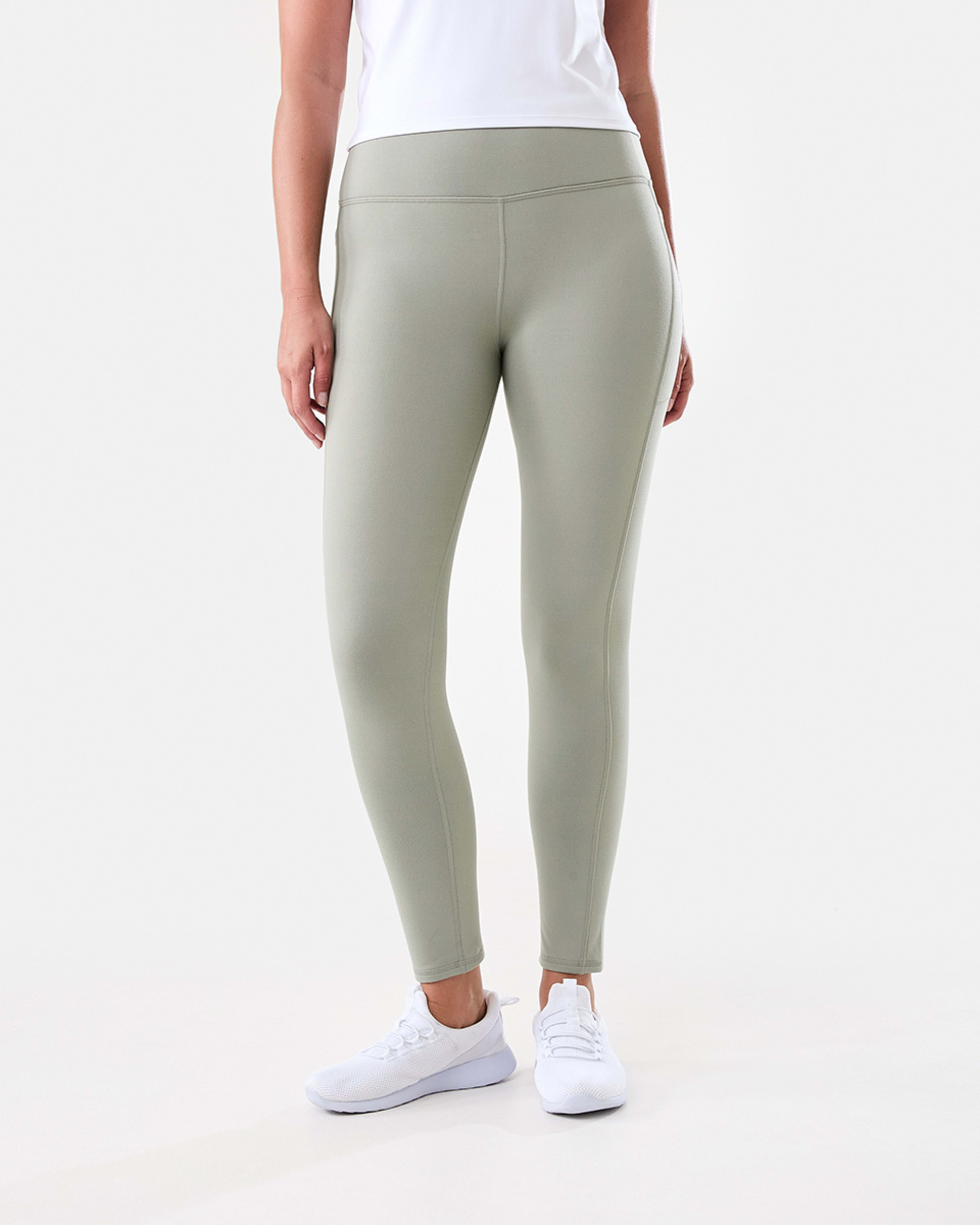 1 Active Womens Full Length Fleece Leggings SOFT KHAKI, 1 of 5