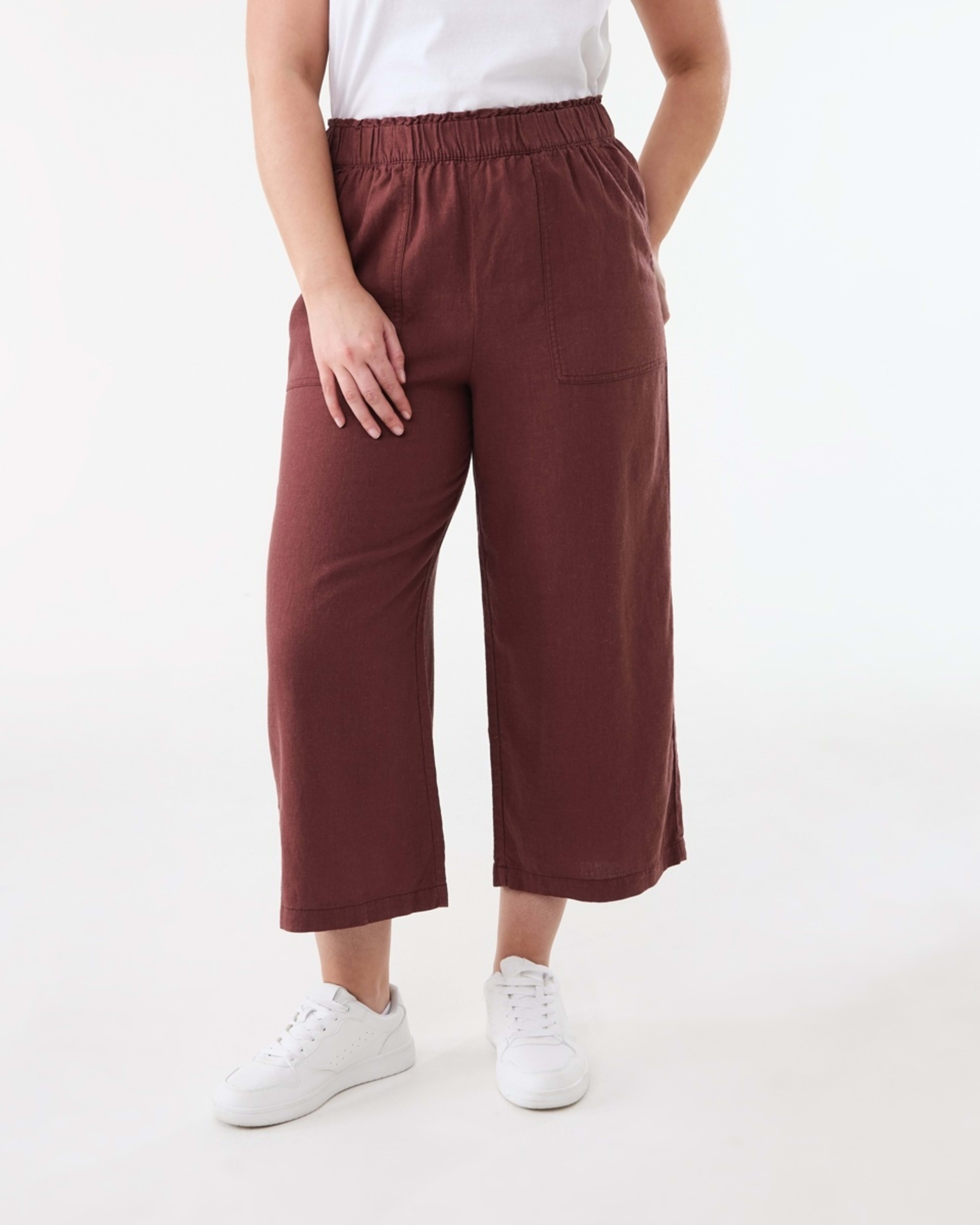 1 Linen Blend Culottes DARK HENNA, 1 of 5