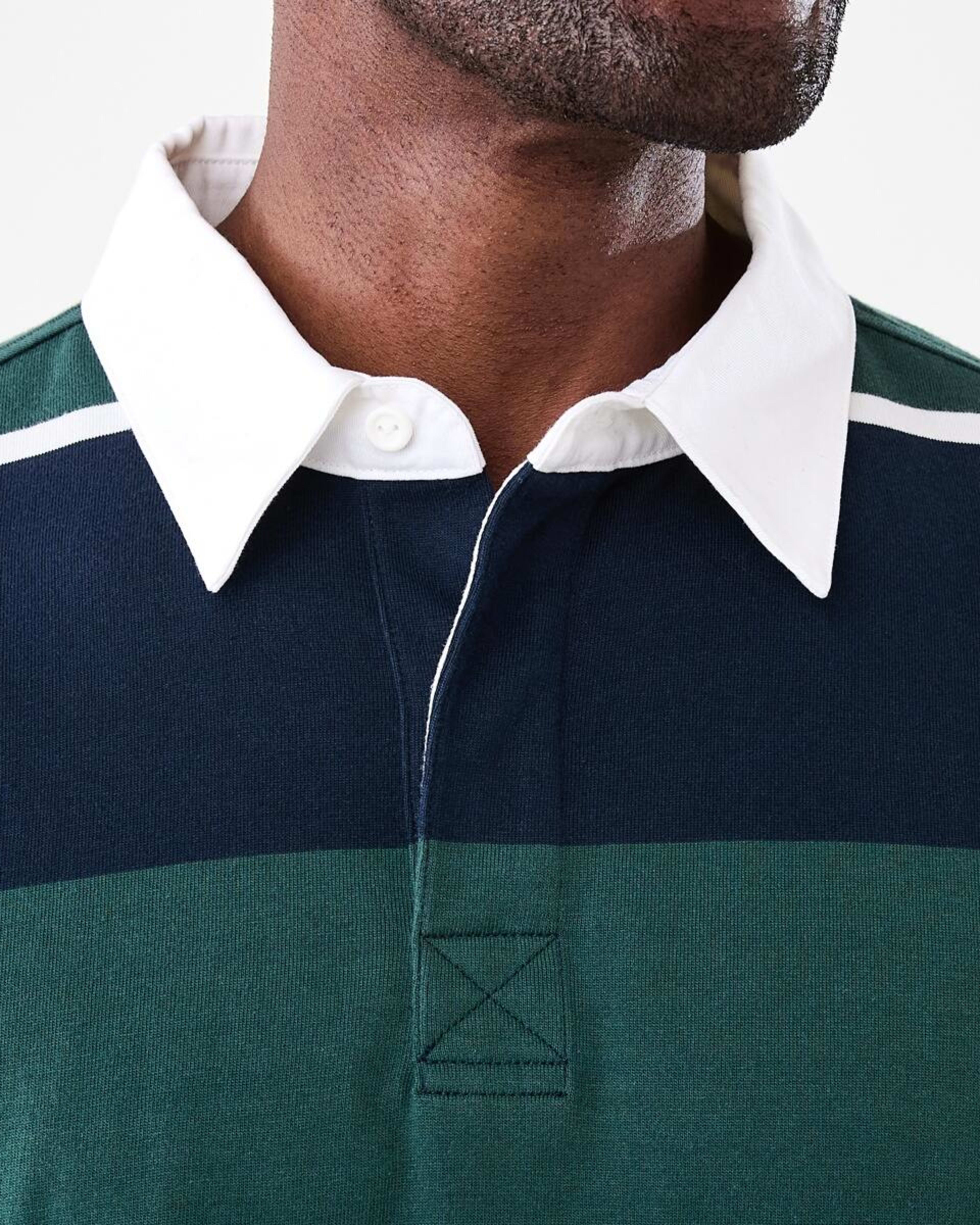 5 Long Sleeve Striped Rugby Shirt Grn Strp, 5 of 5