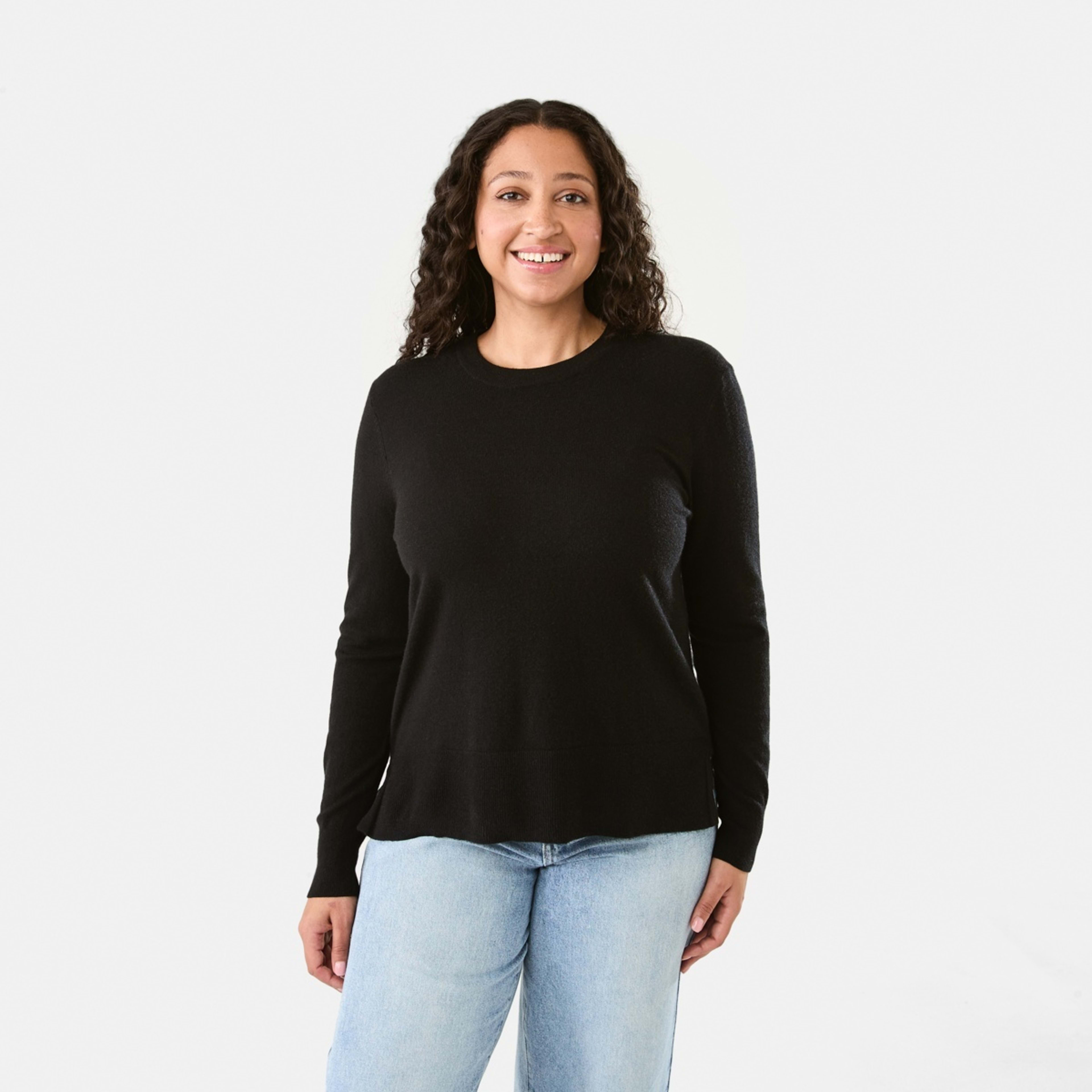 1 Crew Neck Lightweight Jumper Black, 1 of 6