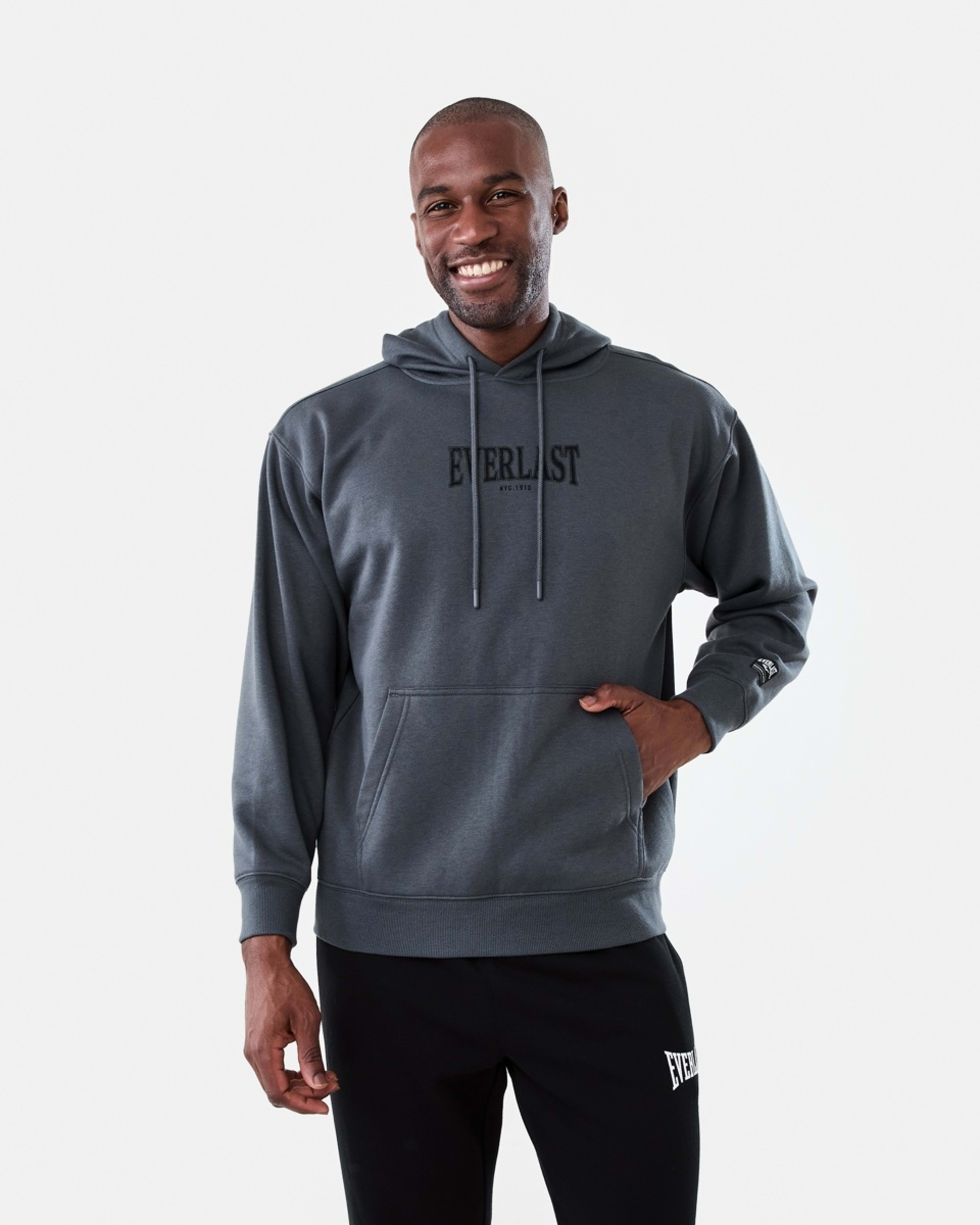 1 Everlast Mens Oversized Hoodie Ever Distress Charcoal