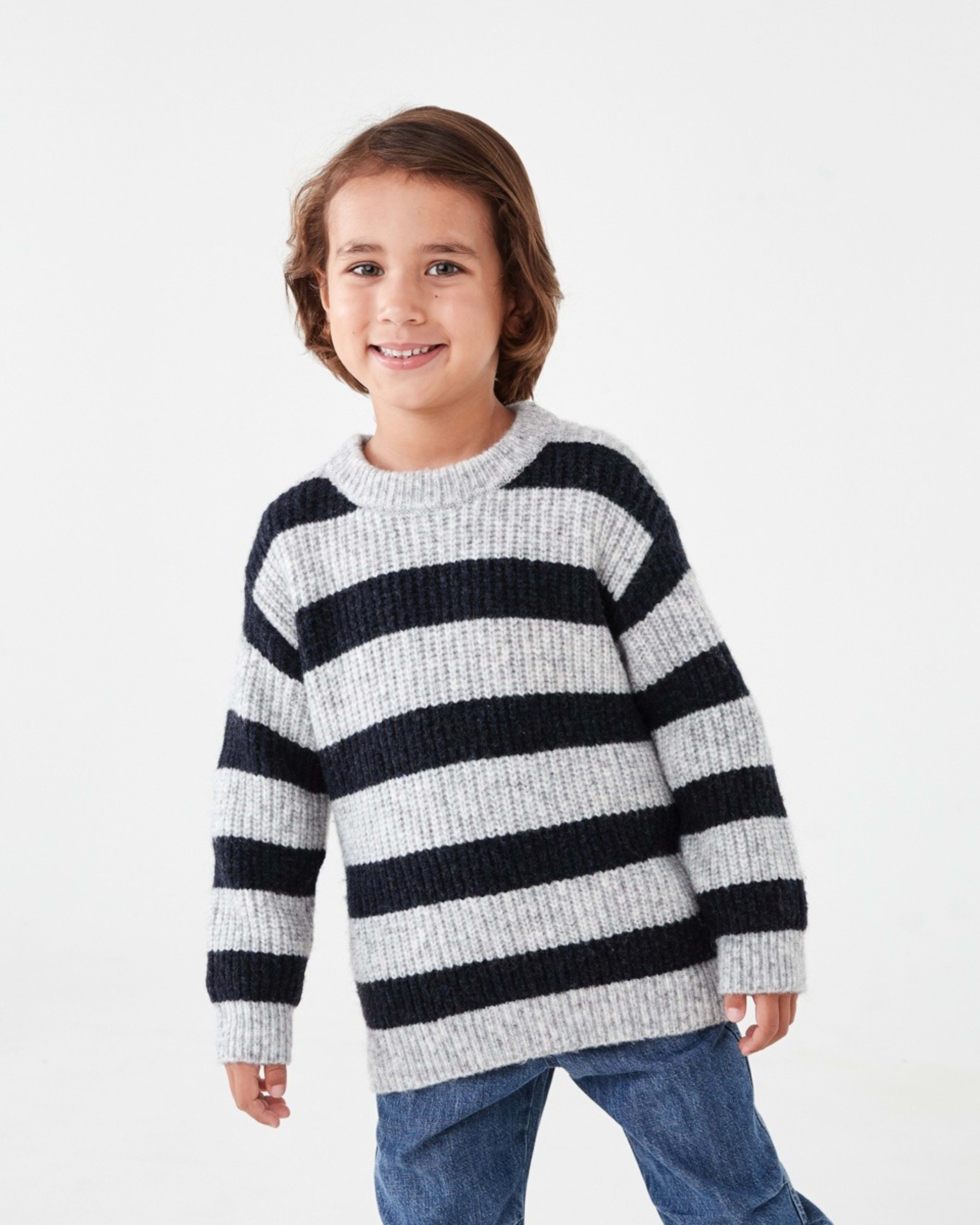 1 Stripe Crew Neck Top Wide Stripe Navy, 1 of 8