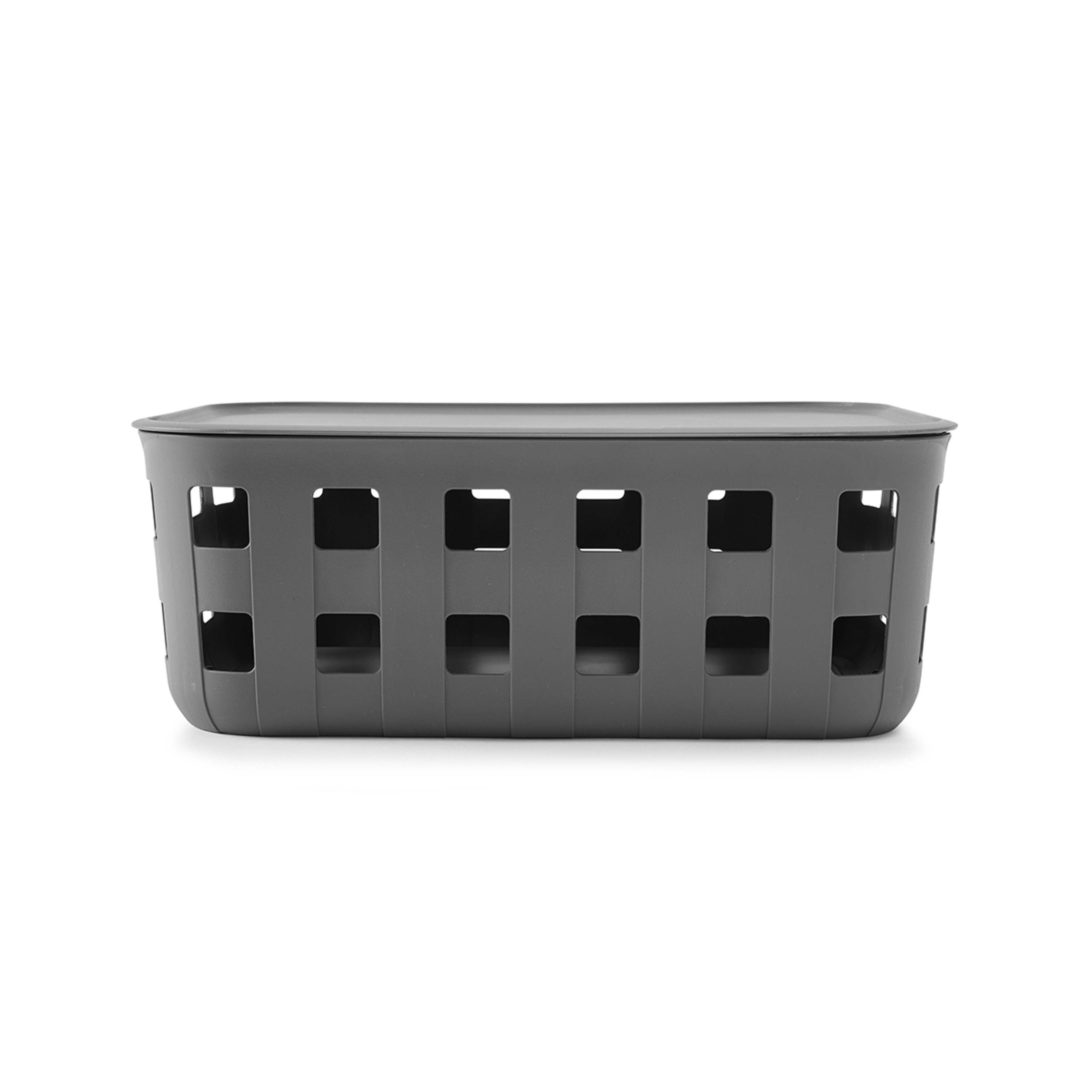 4 12L Rectangle Trellis Basket with Lid - Charcoal, 4 of 9