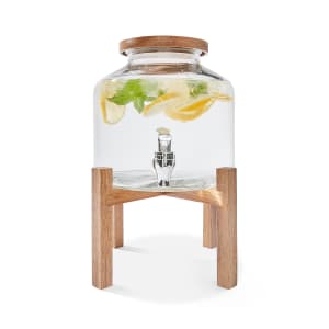 Drink Dispenser with Wood Lid and Stand