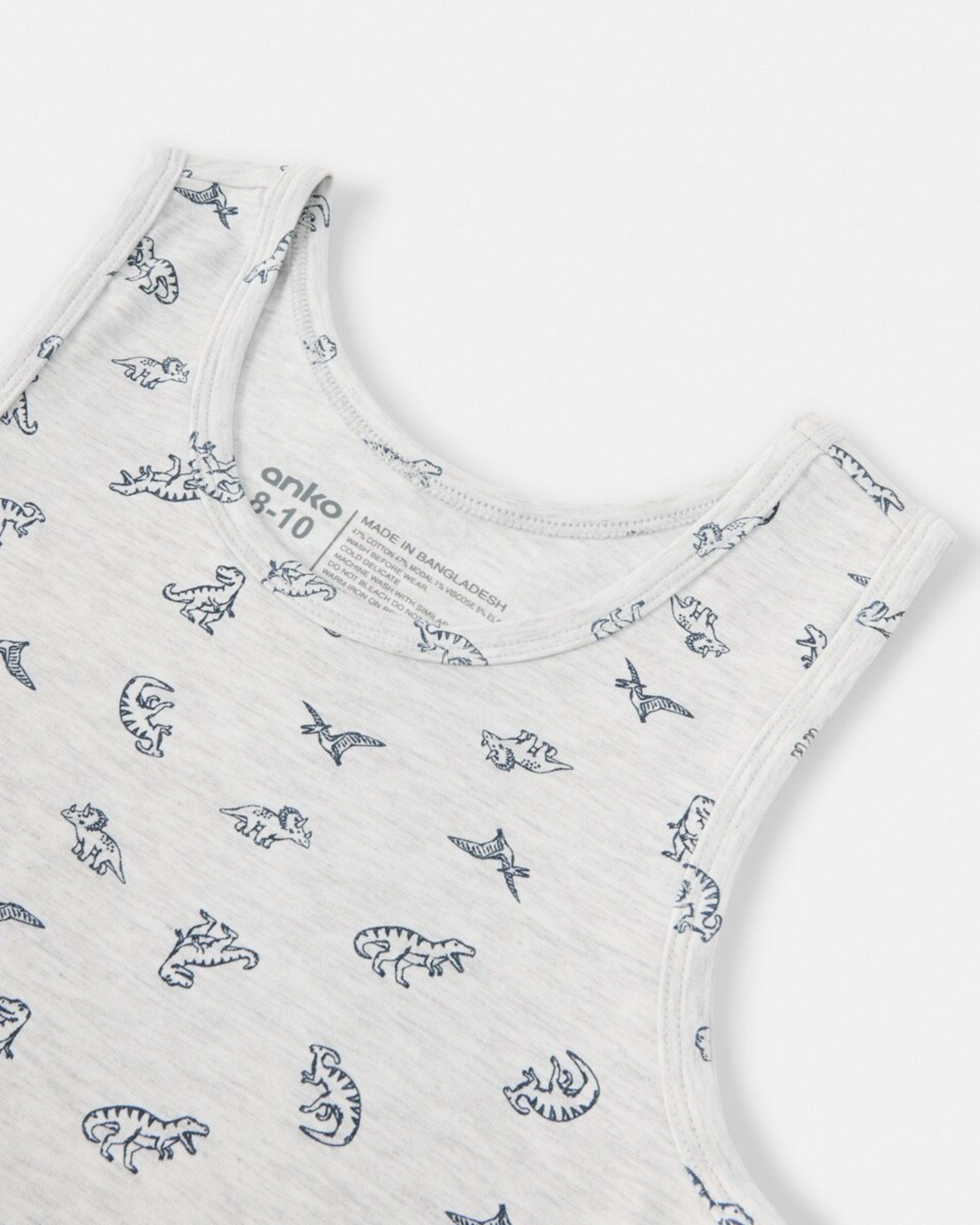 5 3 Pack Super Soft Singlets Blu Dino, 5 of 6